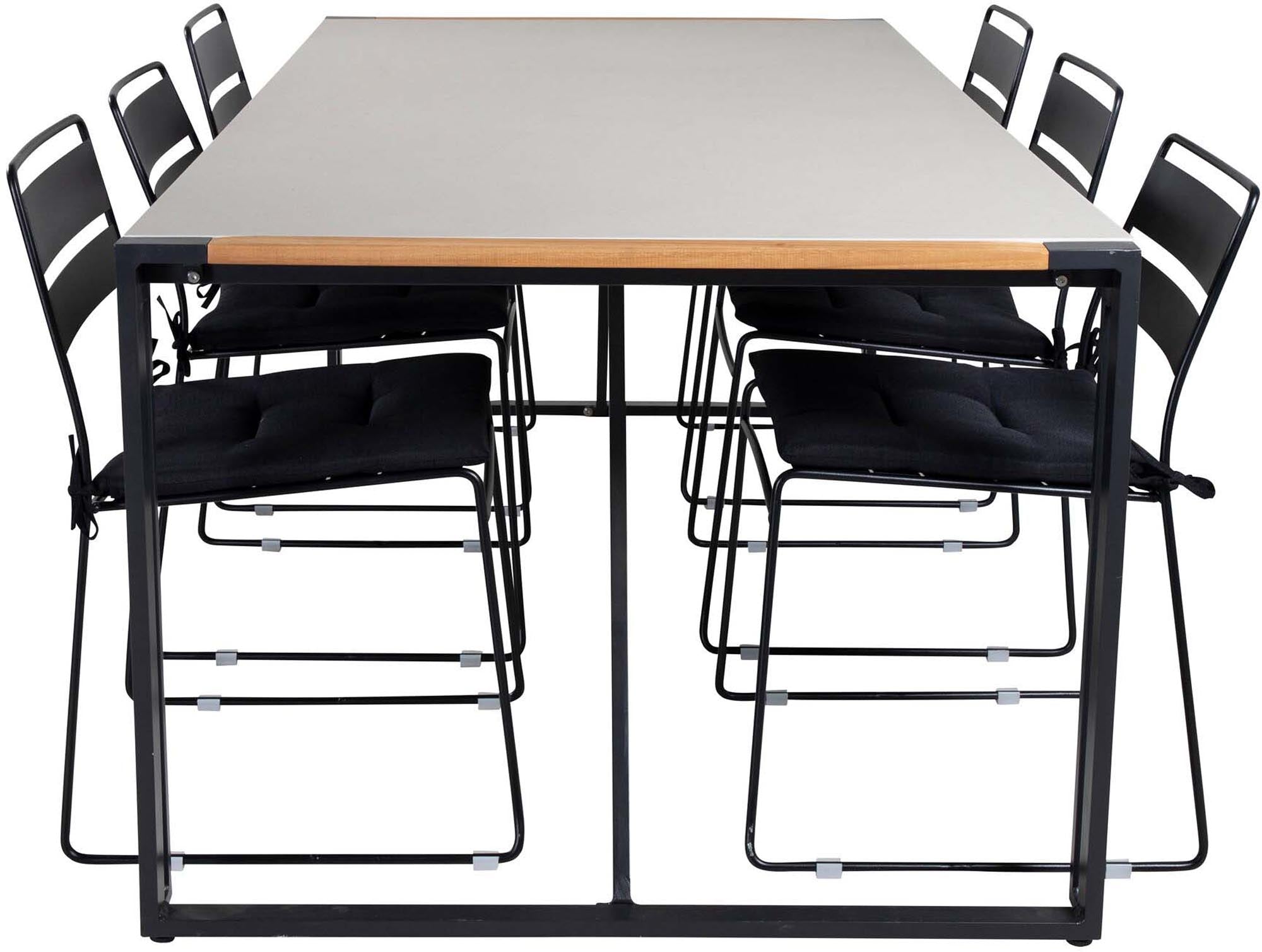 Texas Outdoor-Tischset + Lina 200cm/6St. in Schwarz präsentiert im Onlineshop von KAQTU Design AG. Gartentischset ist von Venture Home