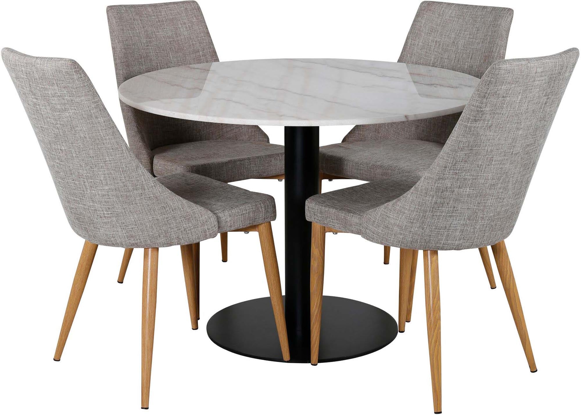 Estelle Esszimmerset + Leone ⌀106cm/4St. in Hellgrau, Natur präsentiert im Onlineshop von KAQTU Design AG. Esszimmerset ist von Venture Home