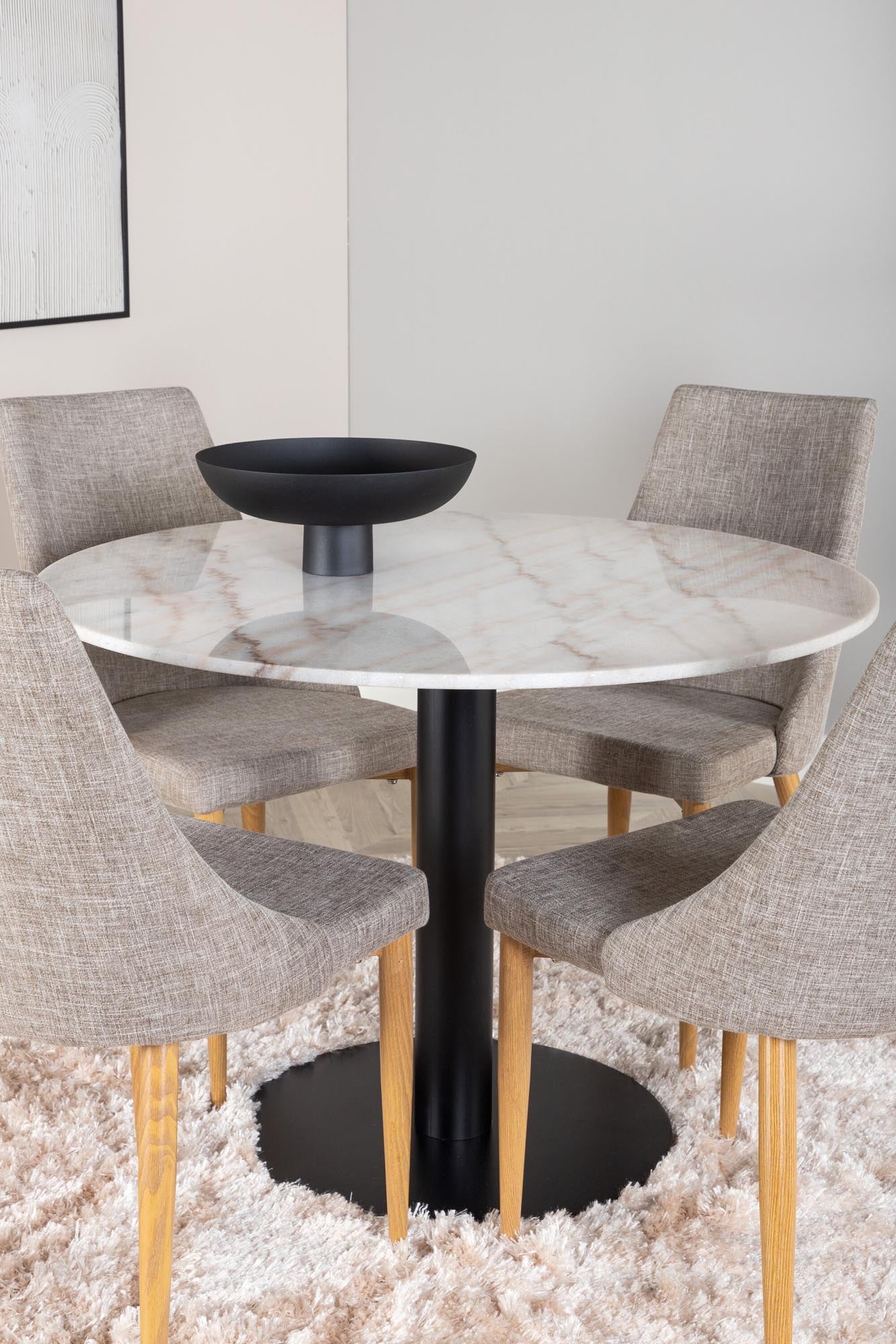 Estelle Esszimmerset + Leone ⌀106cm/4St. in Hellgrau, Natur präsentiert im Onlineshop von KAQTU Design AG. Esszimmerset ist von Venture Home