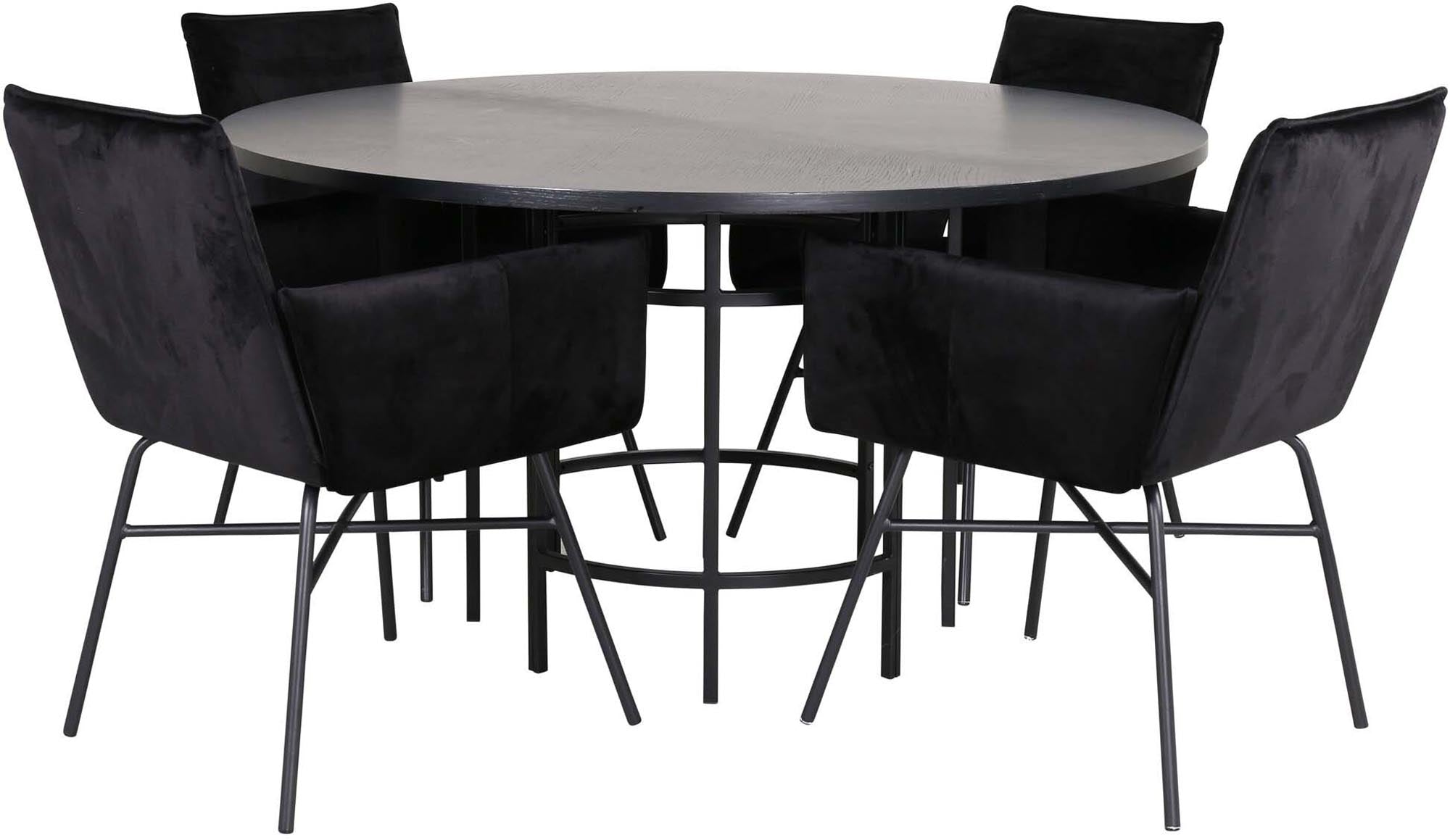 Esszimmerset Copenhagen + Petra ⌀140cm/4St. in Schwarz präsentiert im Onlineshop von KAQTU Design AG. Esszimmerset ist von Venture Home