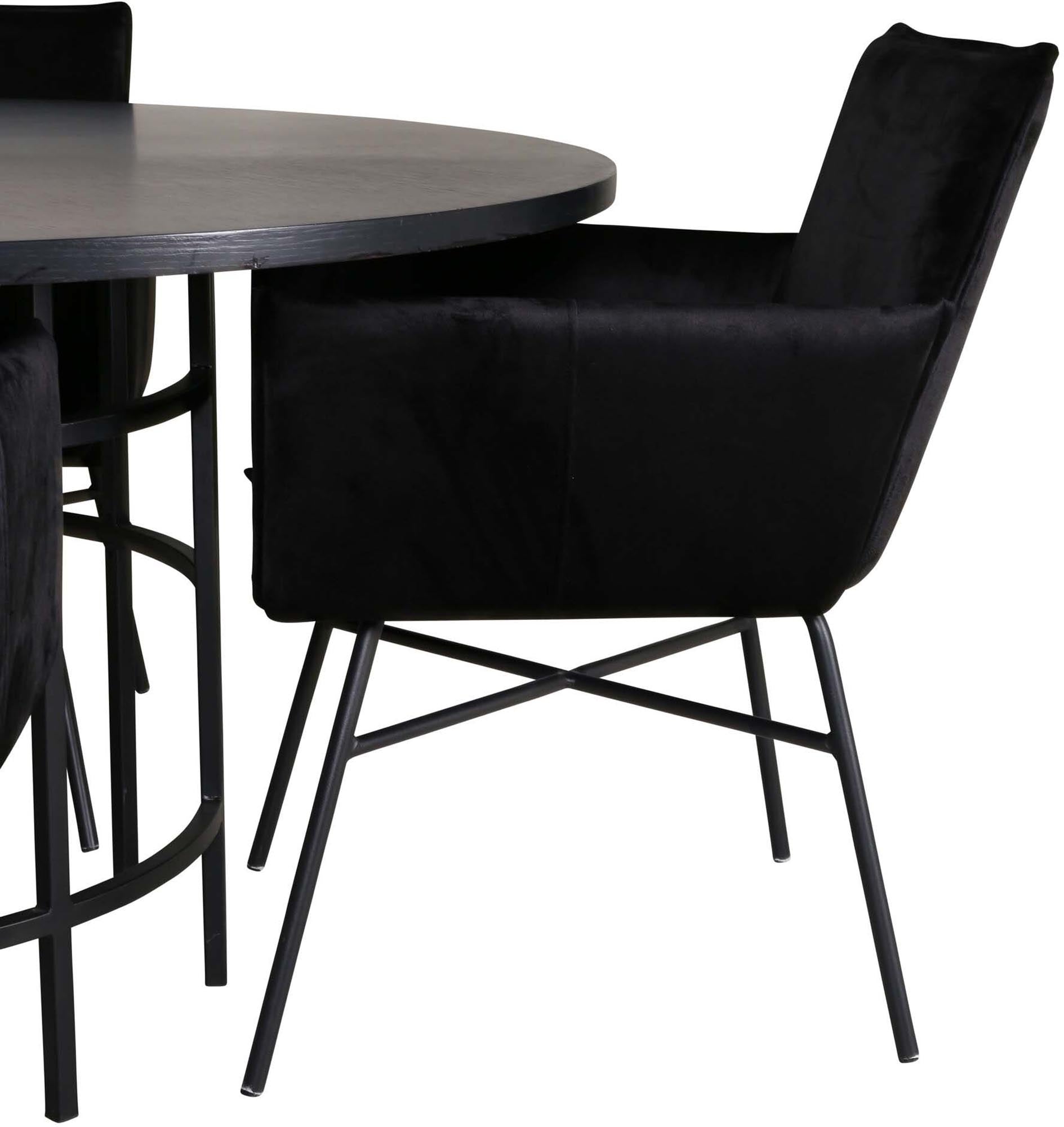 Esszimmerset Copenhagen + Petra ⌀140cm/4St. in Schwarz präsentiert im Onlineshop von KAQTU Design AG. Esszimmerset ist von Venture Home
