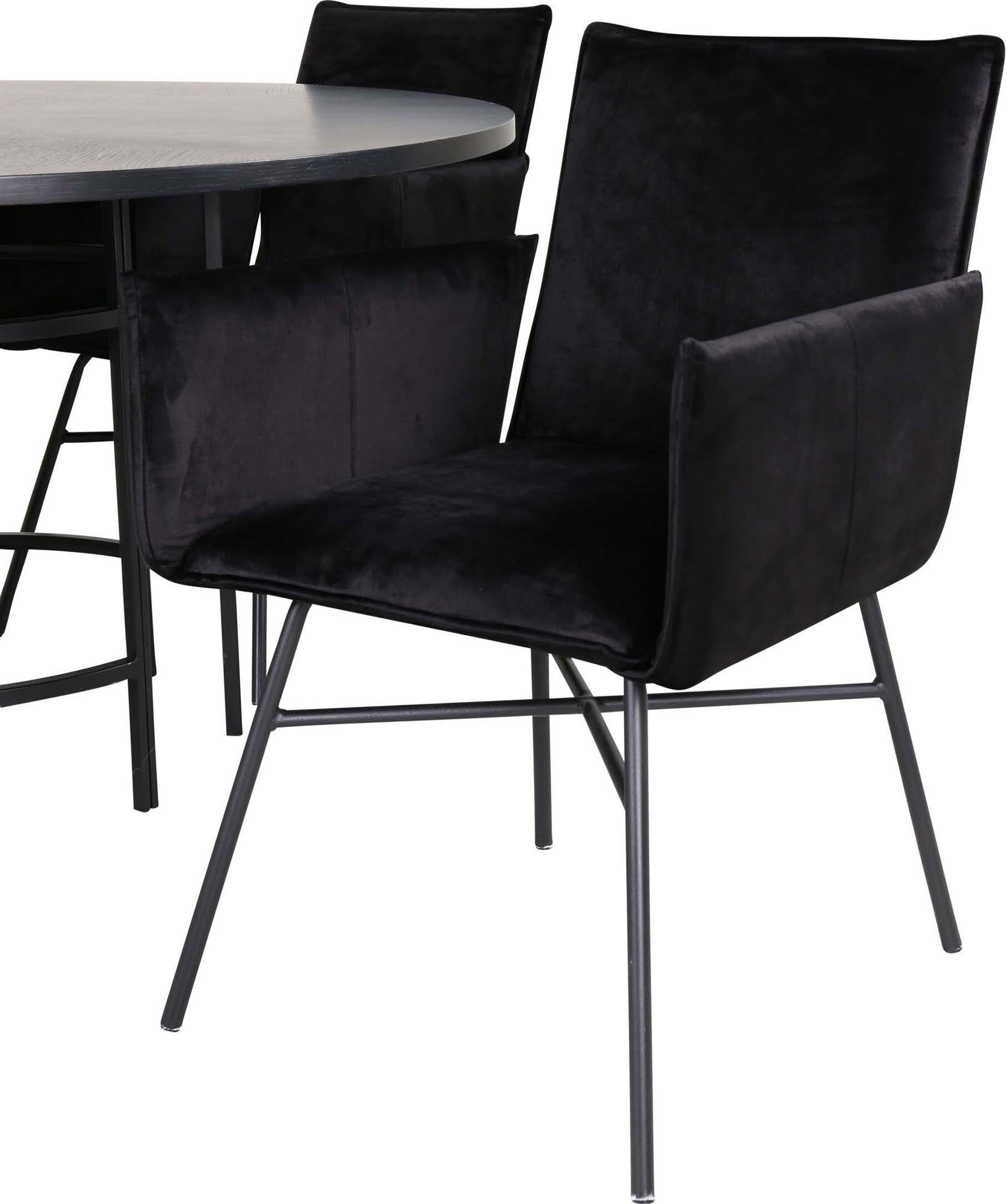 Esszimmerset Copenhagen + Petra ⌀140cm/4St. in Schwarz präsentiert im Onlineshop von KAQTU Design AG. Esszimmerset ist von Venture Home