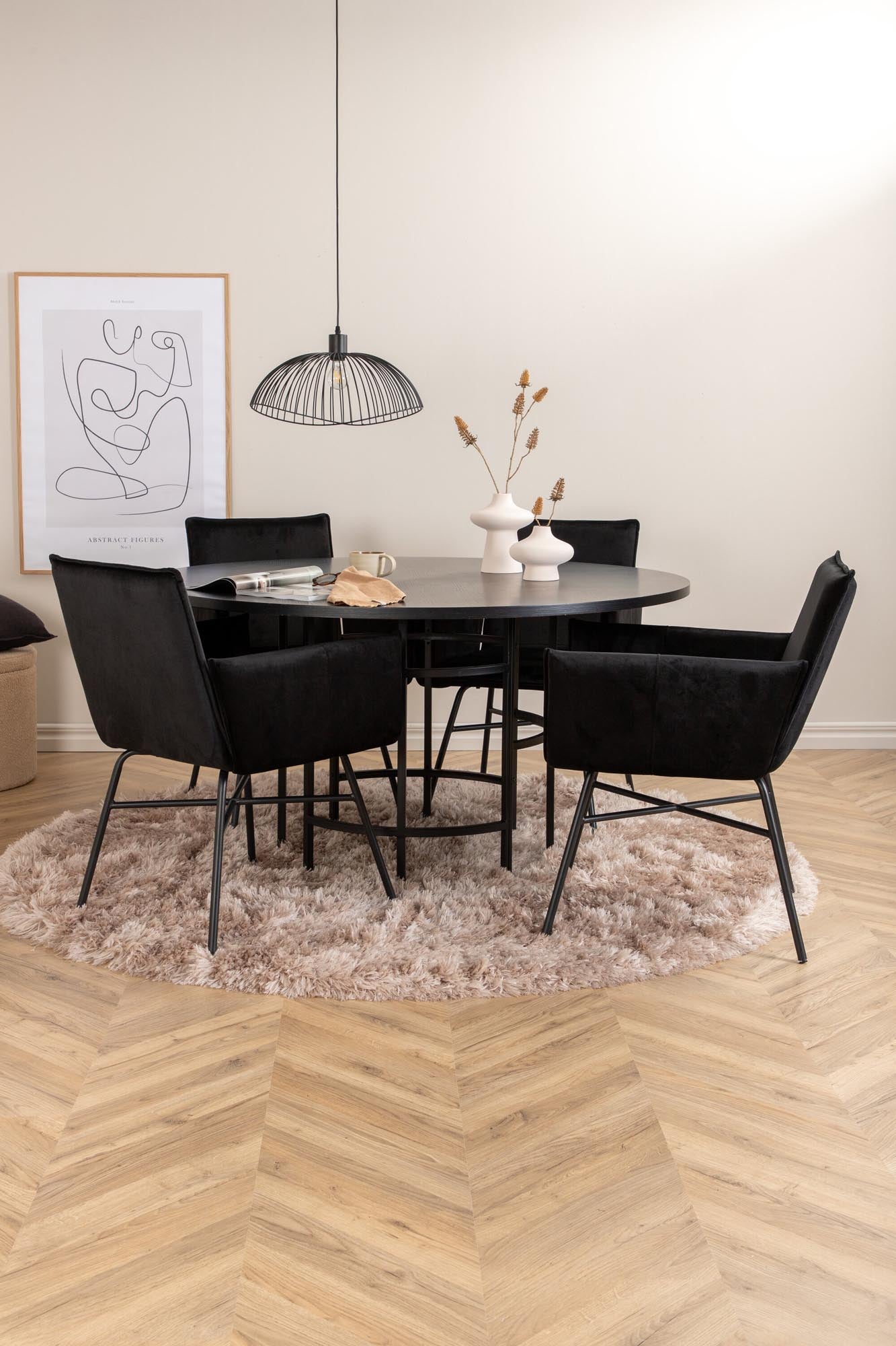 Esszimmerset Copenhagen + Petra ⌀140cm/4St. in Schwarz präsentiert im Onlineshop von KAQTU Design AG. Esszimmerset ist von Venture Home