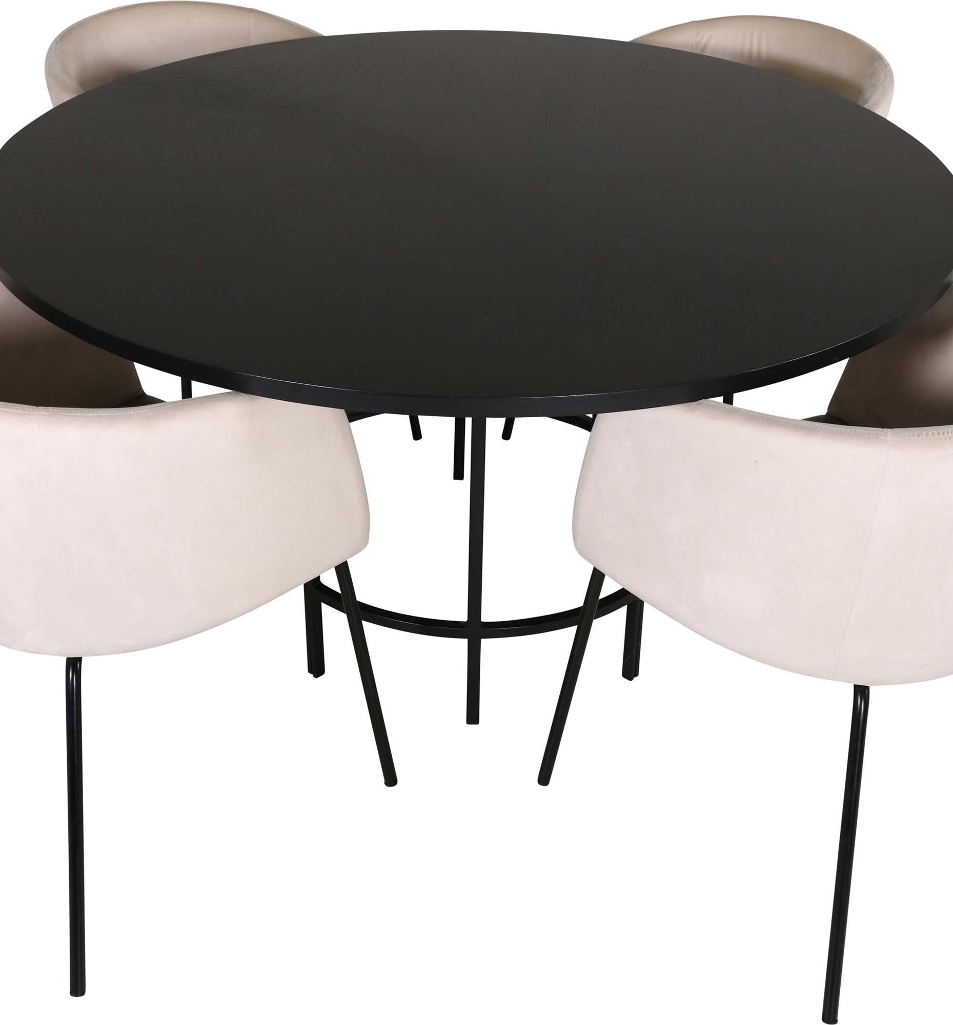 Esszimmerset Copenhagen + Berit ⌀140cm/4St. in Beige, Schwarz präsentiert im Onlineshop von KAQTU Design AG. Esszimmerset ist von Venture Home