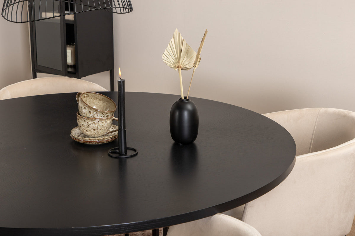 Esszimmerset Copenhagen + Berit ⌀140cm/4St. in Beige, Schwarz präsentiert im Onlineshop von KAQTU Design AG. Esszimmerset ist von Venture Home