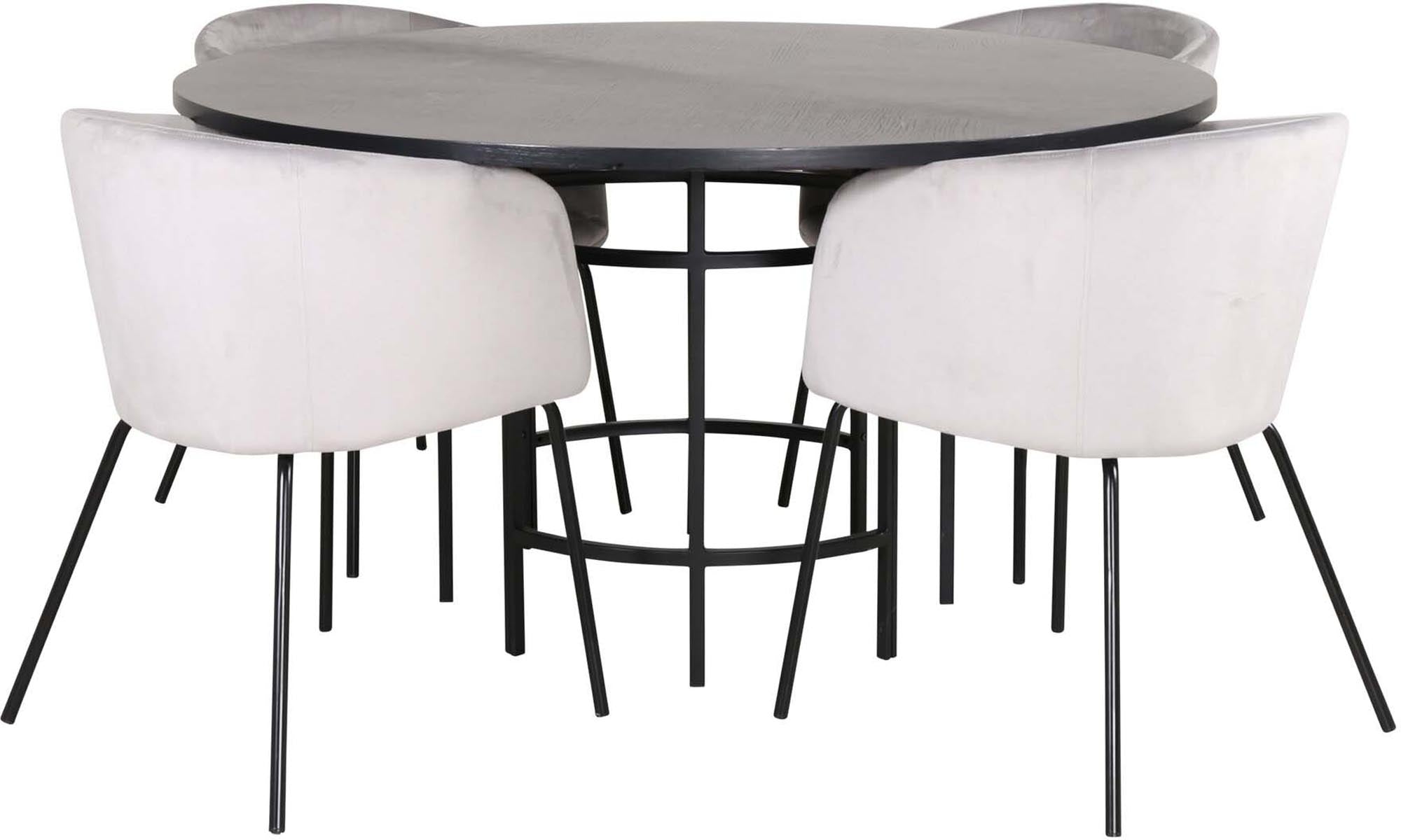 Esszimmerset Copenhagen + Berit ⌀140cm/4St. in Schwarzgrau präsentiert im Onlineshop von KAQTU Design AG. Esszimmerset ist von Venture Home