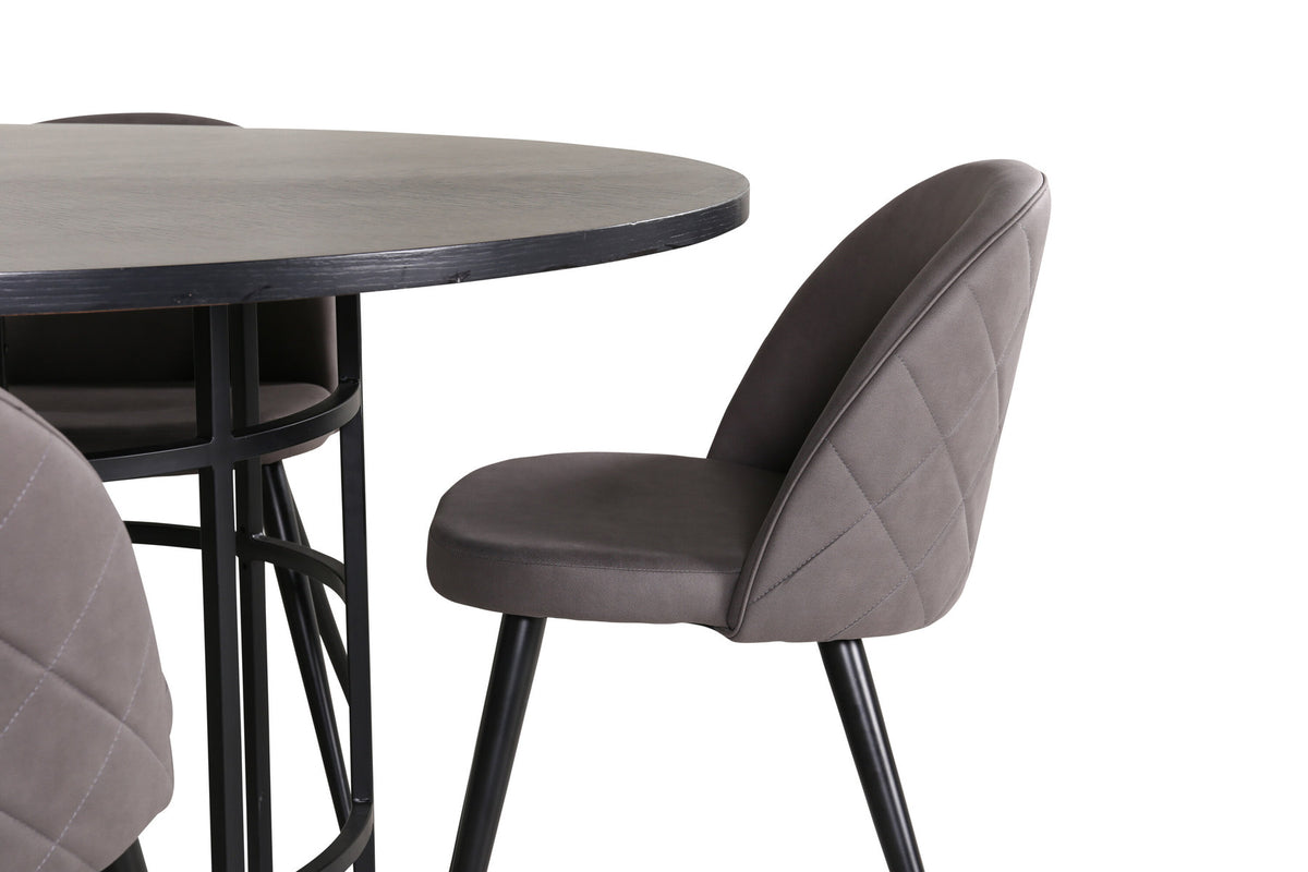 Esszimmerset Copenhagen + Velvet ⌀140cm/4St. in Schwarzgrau präsentiert im Onlineshop von KAQTU Design AG. Esszimmerset ist von Venture Home