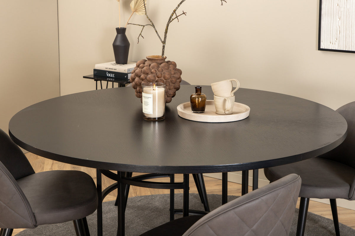 Esszimmerset Copenhagen + Velvet ⌀140cm/4St. in Schwarzgrau präsentiert im Onlineshop von KAQTU Design AG. Esszimmerset ist von Venture Home