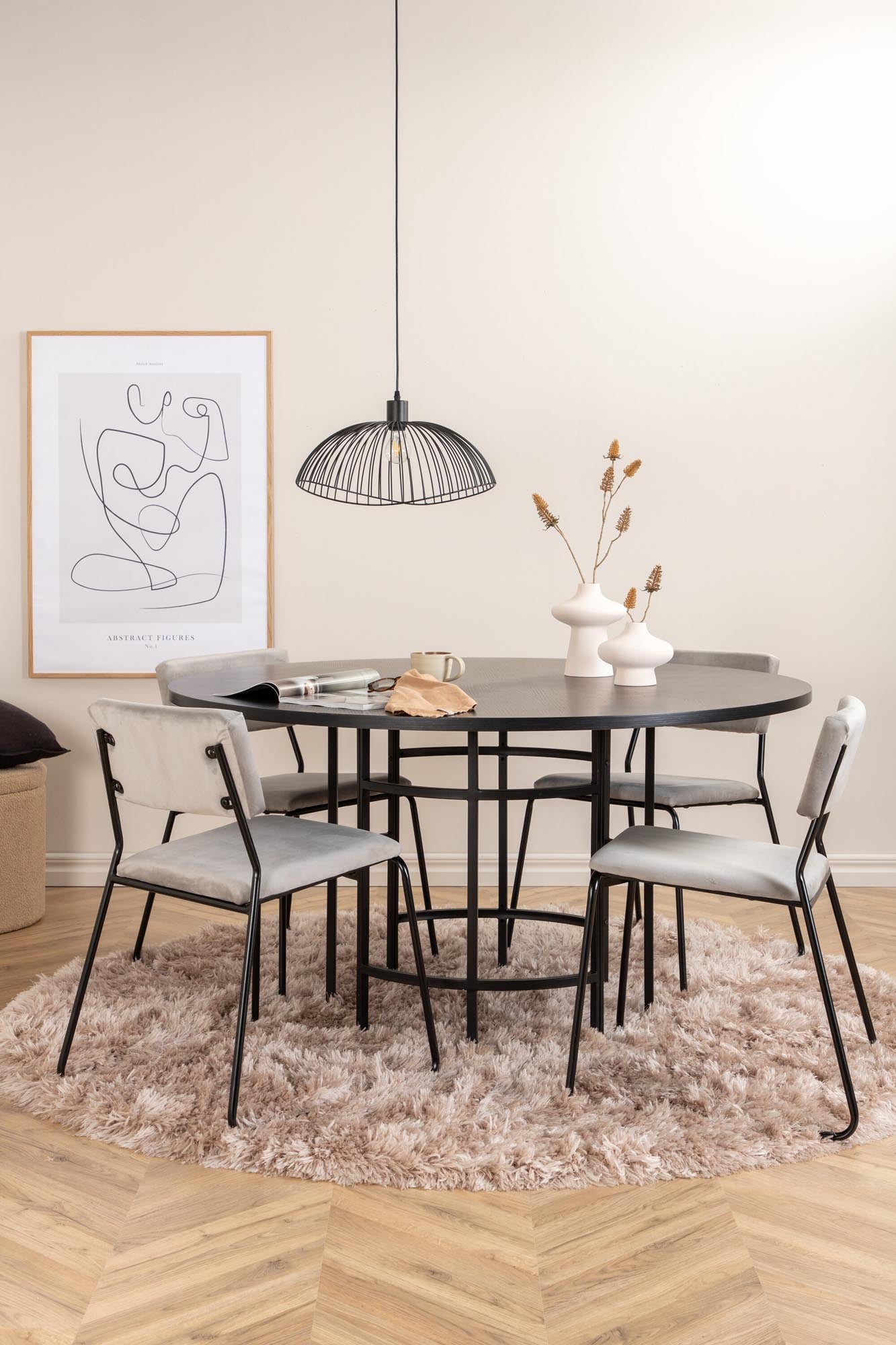 Esszimmerset Copenhagen + Kenth ⌀140cm/4St. in Schwarz / Hellgrau präsentiert im Onlineshop von KAQTU Design AG. Esszimmerset ist von Venture Home