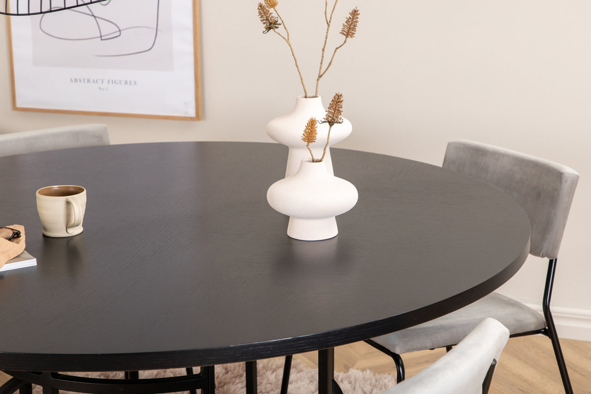 Esszimmerset Copenhagen + Kenth ⌀140cm/4St. in Schwarz / Hellgrau präsentiert im Onlineshop von KAQTU Design AG. Esszimmerset ist von Venture Home
