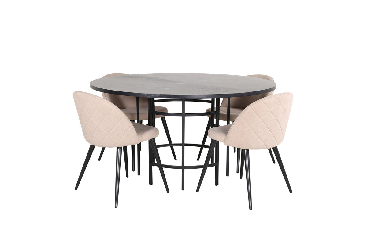 Esszimmerset Copenhagen + Velvet ⌀140cm/4St. in Beige, Schwarz präsentiert im Onlineshop von KAQTU Design AG. Esszimmerset ist von Venture Home