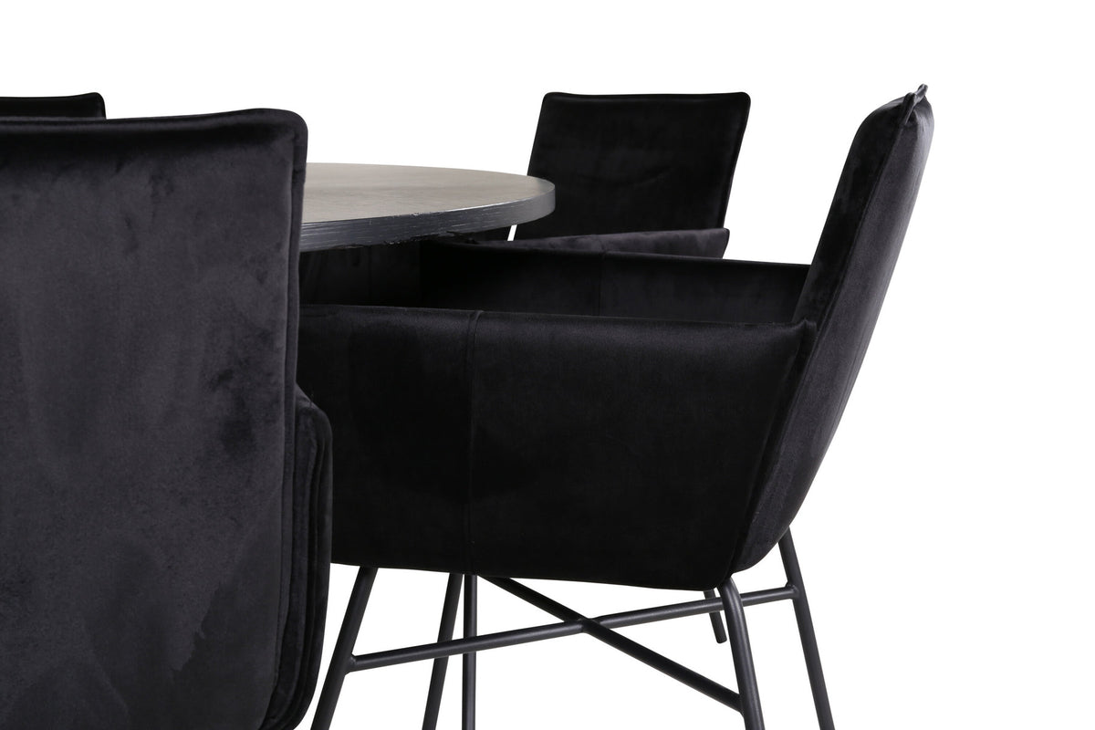 Esszimmerset Copenhagen + Petra ⌀140cm/6St. in Schwarz präsentiert im Onlineshop von KAQTU Design AG. Esszimmerset ist von Venture Home