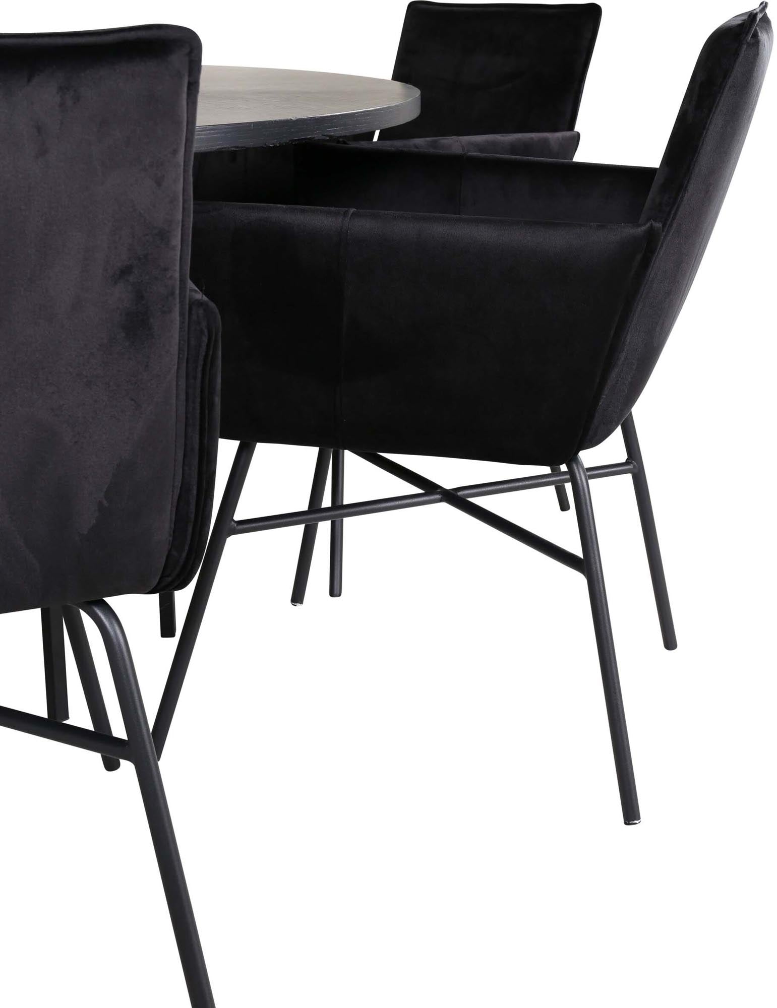 Esszimmerset Copenhagen + Petra ⌀140cm/6St. in Schwarz präsentiert im Onlineshop von KAQTU Design AG. Esszimmerset ist von Venture Home