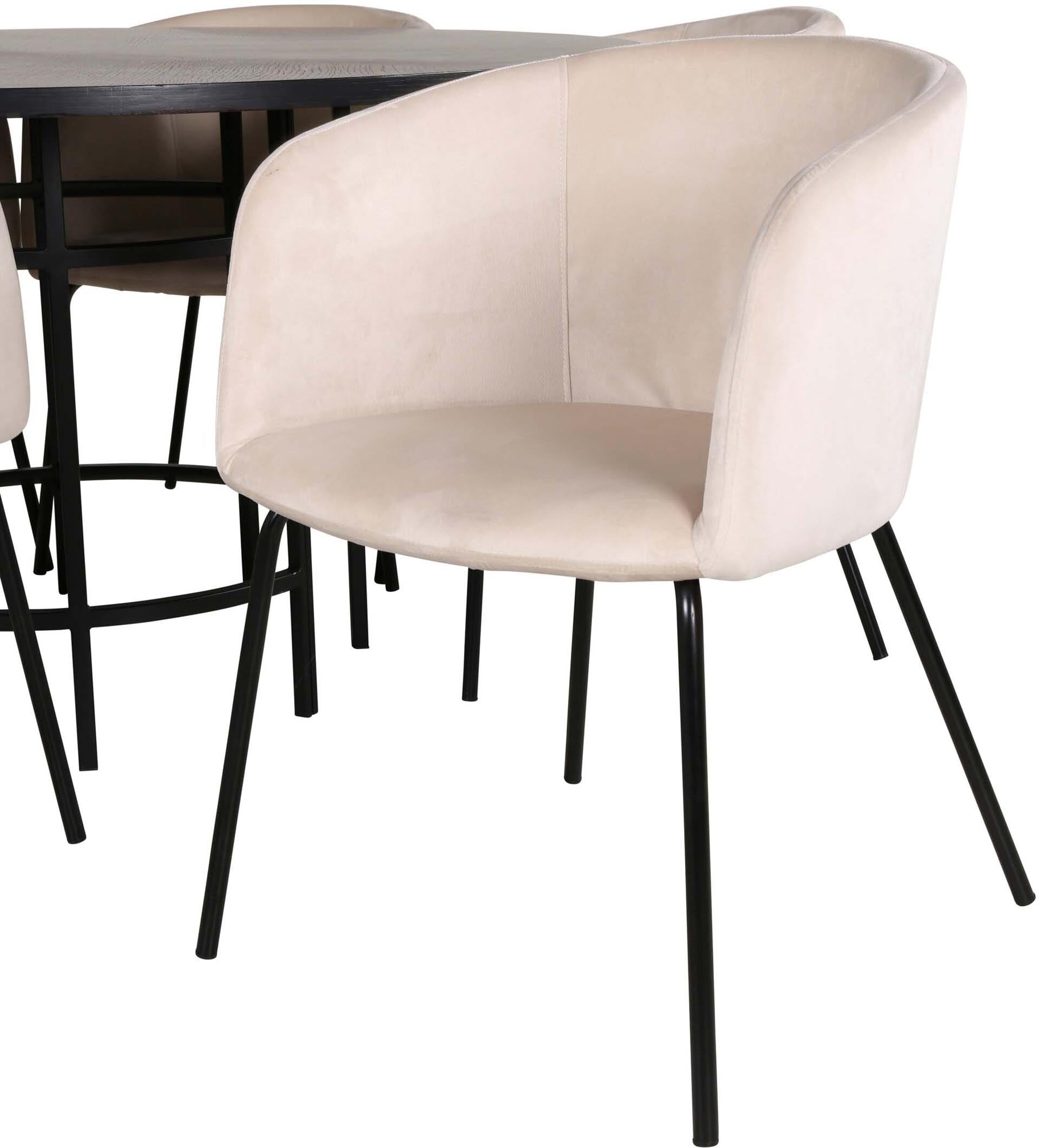 Esszimmerset Copenhagen + Berit ⌀140cm/6St. in Beige, Schwarz präsentiert im Onlineshop von KAQTU Design AG. Esszimmerset ist von Venture Home