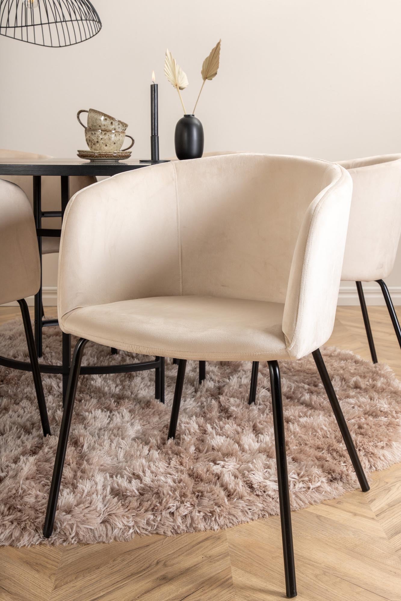 Esszimmerset Copenhagen + Berit ⌀140cm/6St. in Beige, Schwarz präsentiert im Onlineshop von KAQTU Design AG. Esszimmerset ist von Venture Home