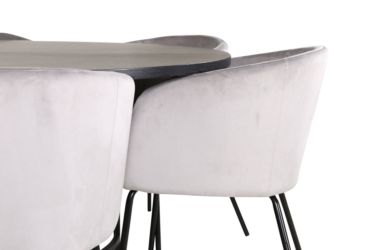 Esszimmerset Copenhagen + Berit ⌀140cm/6St. in Schwarzgrau präsentiert im Onlineshop von KAQTU Design AG. Esszimmerset ist von Venture Home