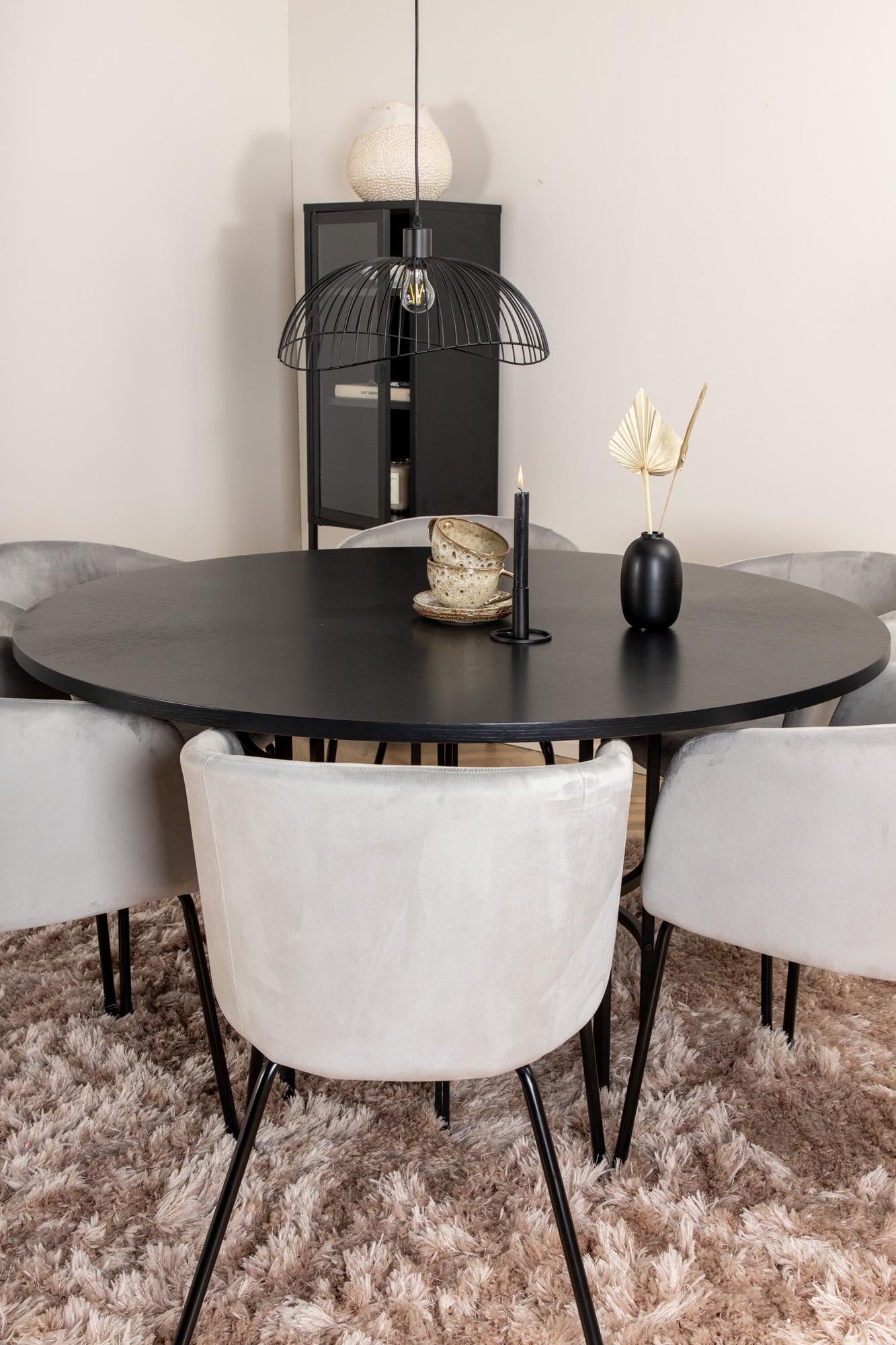 Esszimmerset Copenhagen + Berit ⌀140cm/6St. in Schwarzgrau präsentiert im Onlineshop von KAQTU Design AG. Esszimmerset ist von Venture Home