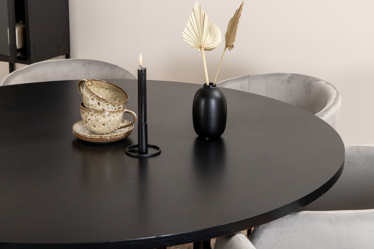 Esszimmerset Copenhagen + Berit ⌀140cm/6St. in Schwarzgrau präsentiert im Onlineshop von KAQTU Design AG. Esszimmerset ist von Venture Home