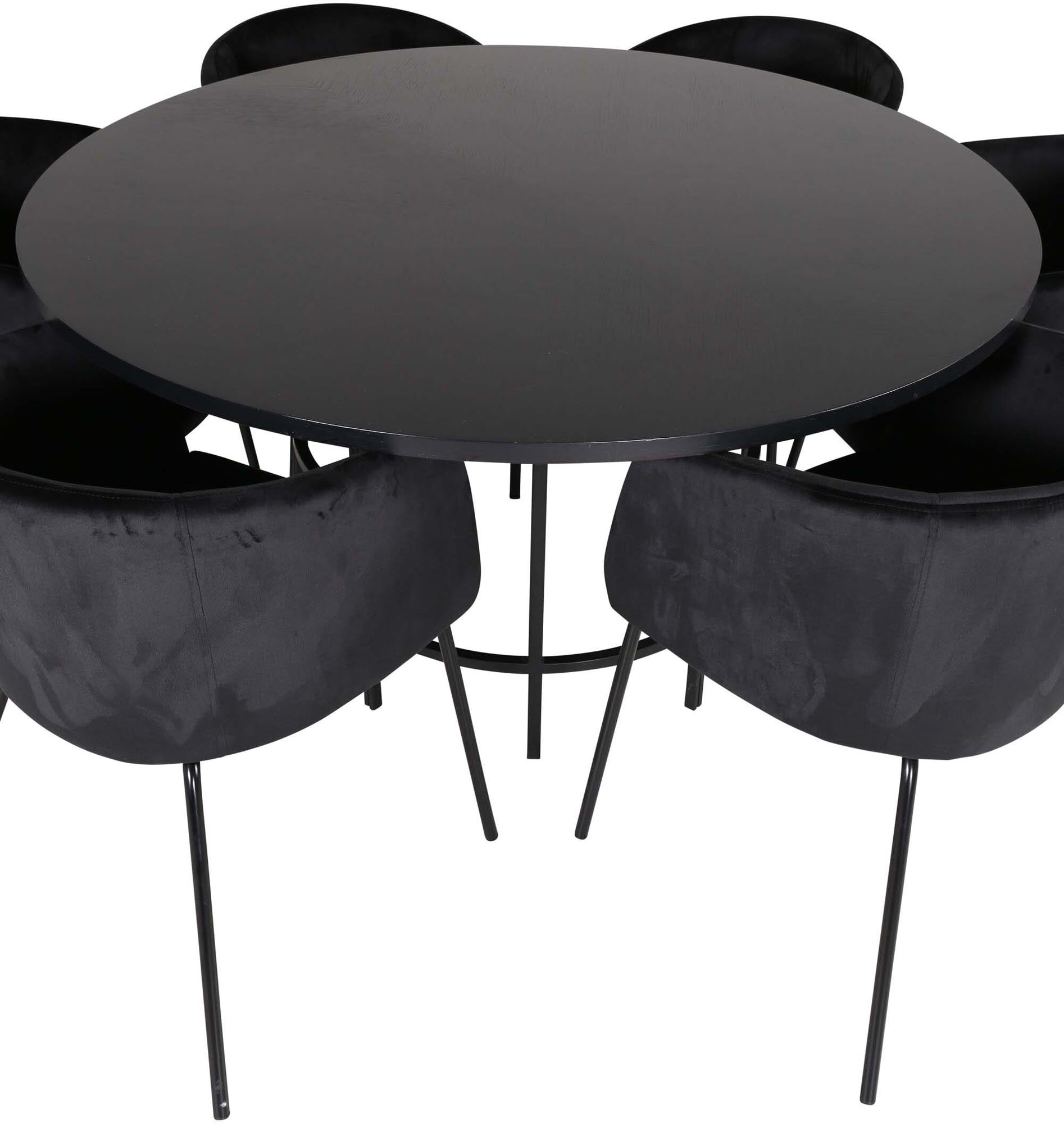 Esszimmerset Copenhagen + Berit ⌀140cm/6St. in Schwarz präsentiert im Onlineshop von KAQTU Design AG. Esszimmerset ist von Venture Home