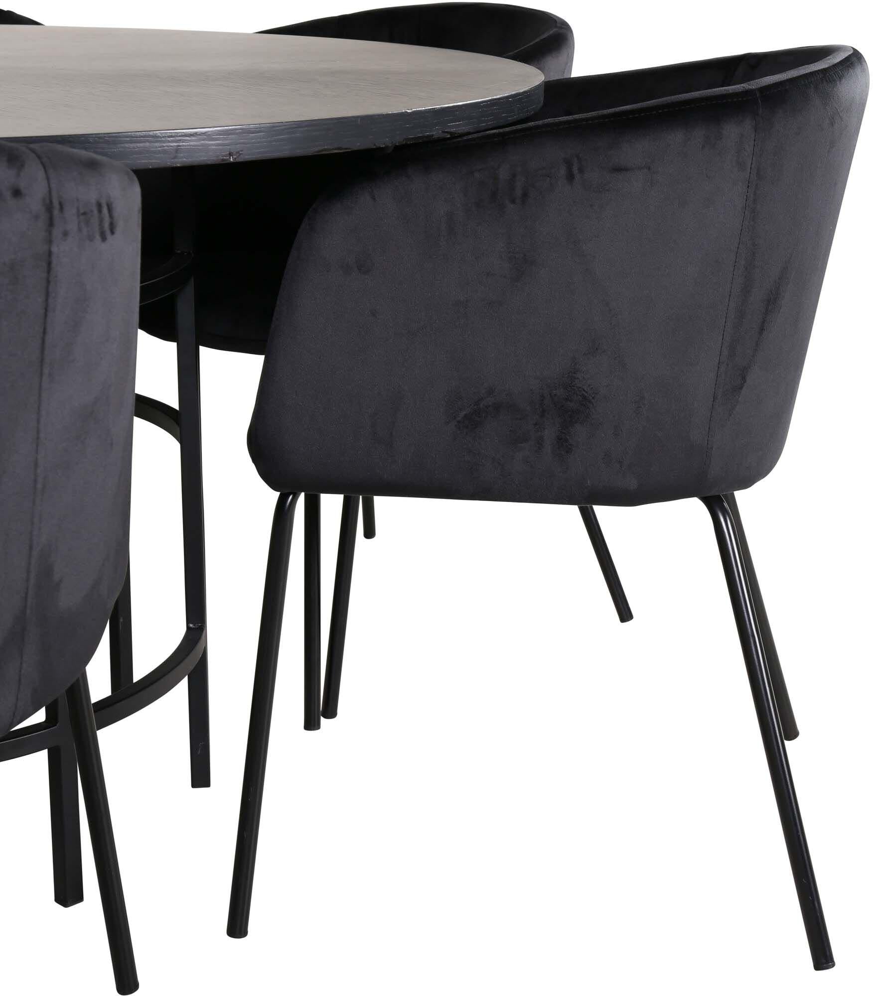 Esszimmerset Copenhagen + Berit ⌀140cm/6St. in Schwarz präsentiert im Onlineshop von KAQTU Design AG. Esszimmerset ist von Venture Home