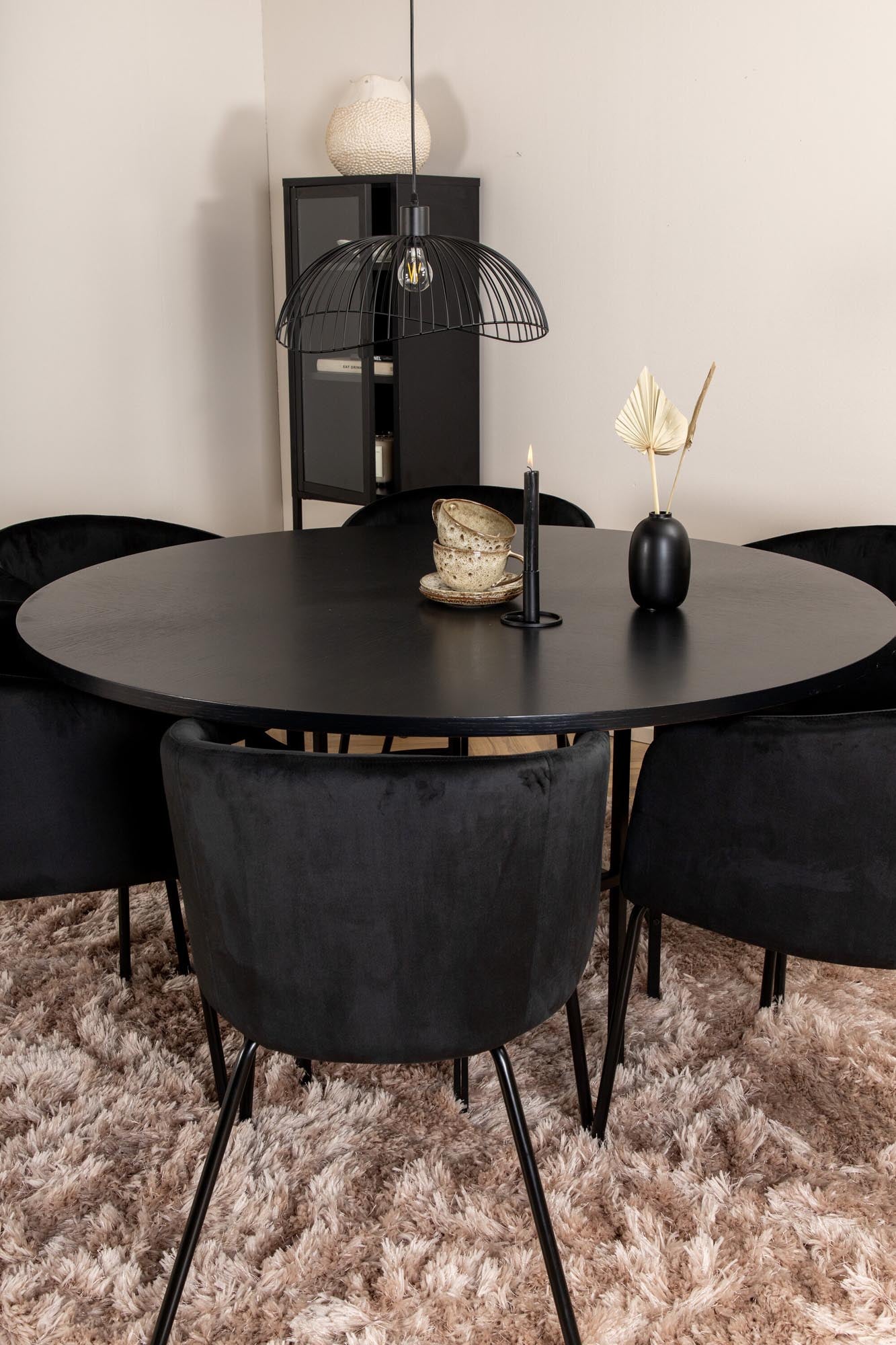 Esszimmerset Copenhagen + Berit ⌀140cm/6St. in Schwarz präsentiert im Onlineshop von KAQTU Design AG. Esszimmerset ist von Venture Home