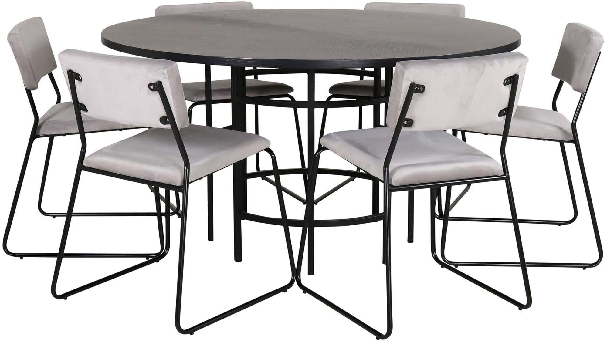Esszimmerset Copenhagen + Kenth ⌀140cm/6St. in Schwarz präsentiert im Onlineshop von KAQTU Design AG. Esszimmerset ist von Venture Home