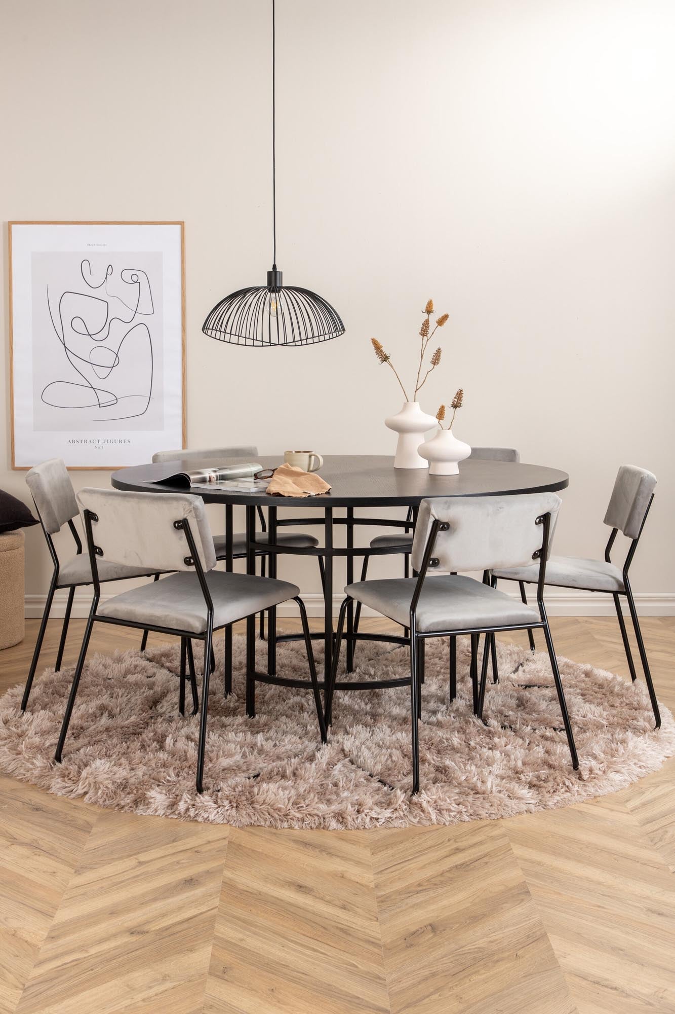 Esszimmerset Copenhagen + Kenth ⌀140cm/6St. in Schwarz präsentiert im Onlineshop von KAQTU Design AG. Esszimmerset ist von Venture Home