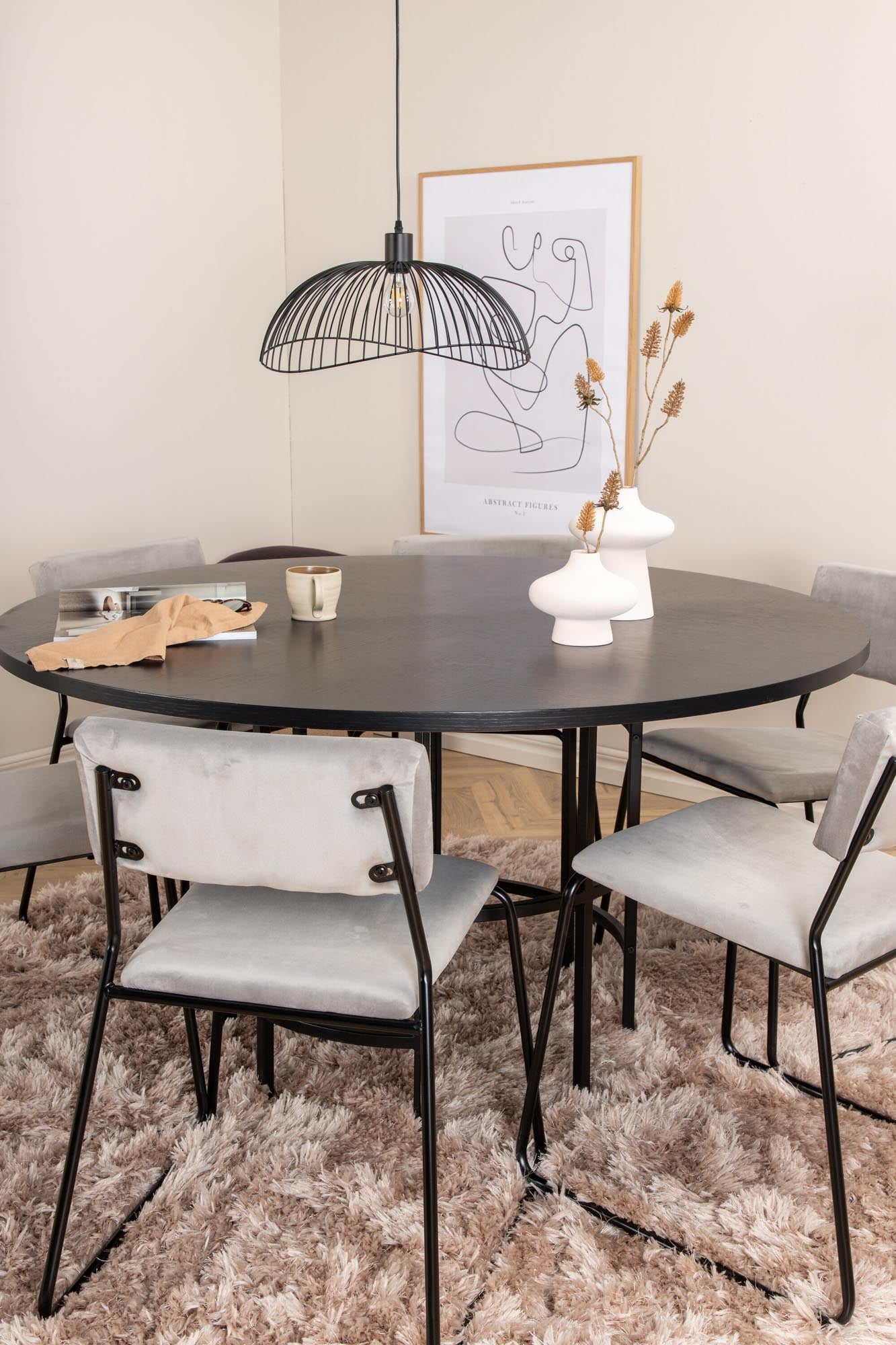 Esszimmerset Copenhagen + Kenth ⌀140cm/6St. in Schwarz präsentiert im Onlineshop von KAQTU Design AG. Esszimmerset ist von Venture Home