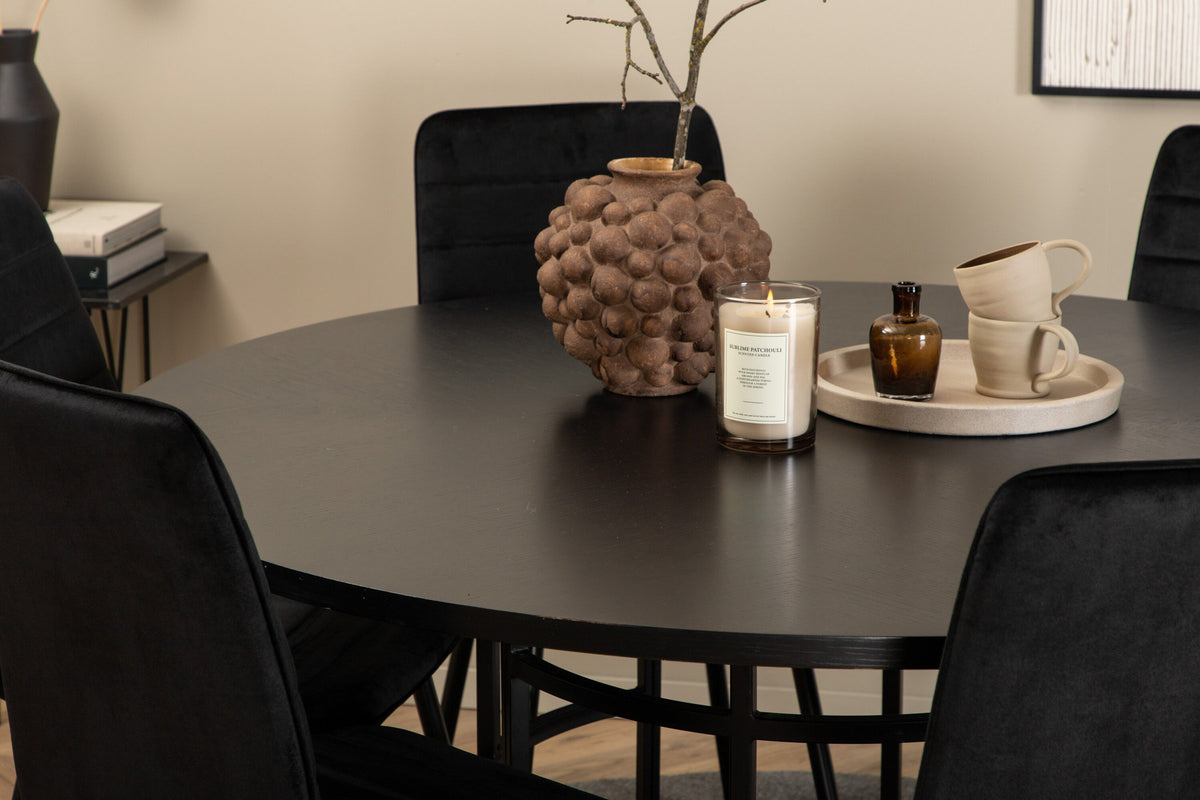 Esszimmerset Copenhagen + Windu ⌀140cm/6St. in Schwarz präsentiert im Onlineshop von KAQTU Design AG. Esszimmerset ist von Venture Home