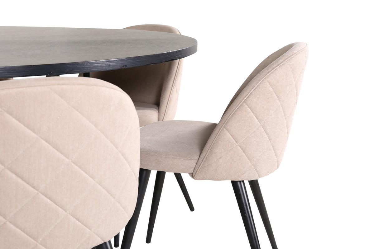 Esszimmerset Copenhagen + Velvet ⌀140cm/6St. in Schwarz / Beige dunkel präsentiert im Onlineshop von KAQTU Design AG. Esszimmerset ist von Venture Home