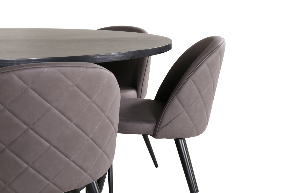 Esszimmerset Copenhagen + Velvet ⌀140cm/6St. in Grau / Schwarz präsentiert im Onlineshop von KAQTU Design AG. Esszimmerset ist von Venture Home