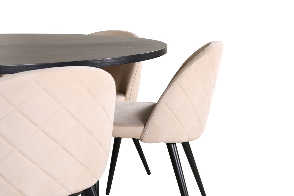 Esszimmerset Copenhagen + Velvet ⌀140cm/6St. in Schwarz / Beige hell präsentiert im Onlineshop von KAQTU Design AG. Esszimmerset ist von Venture Home