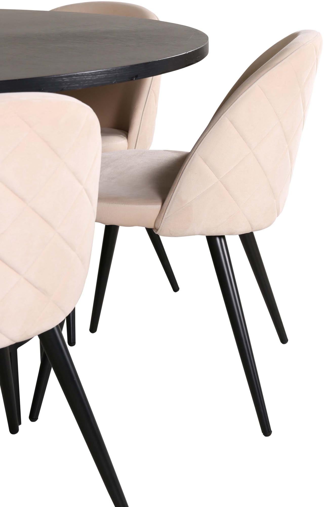 Esszimmerset Copenhagen + Velvet ⌀140cm/6St. in Schwarz / Beige hell präsentiert im Onlineshop von KAQTU Design AG. Esszimmerset ist von Venture Home