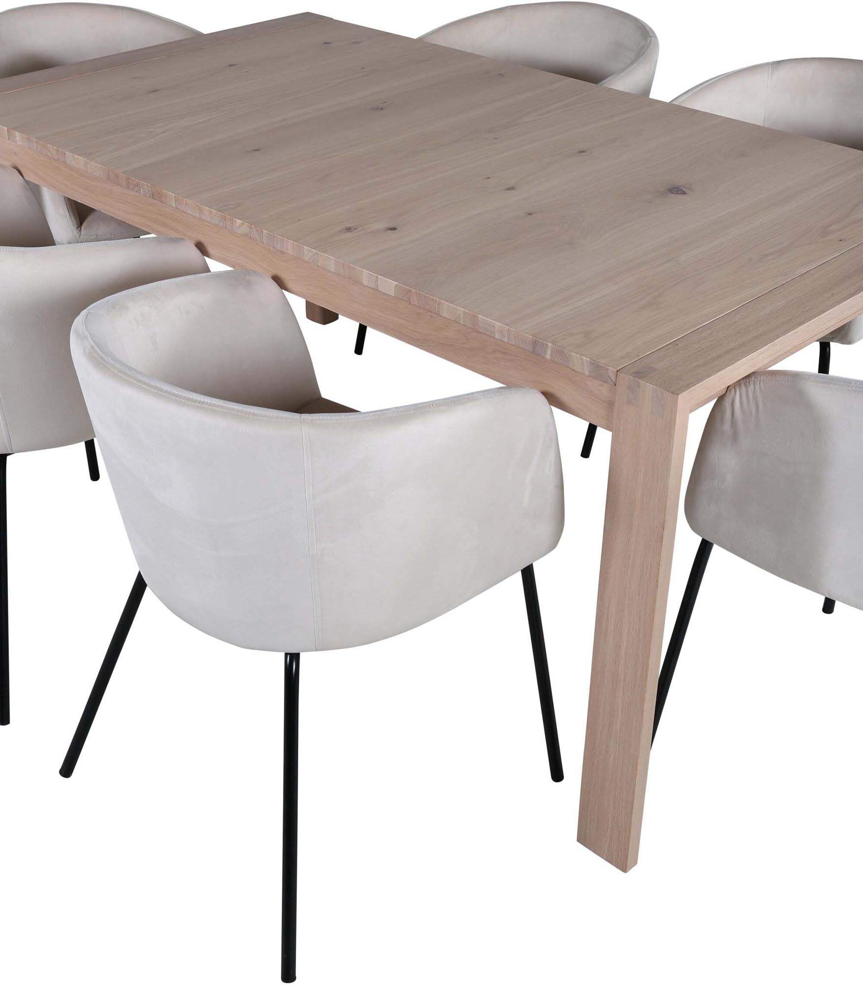 Slider Esszimmerset ausziehbar + Berit 170cm/6St. in Beige, Schwarz präsentiert im Onlineshop von KAQTU Design AG. Esszimmerset ist von Venture Home