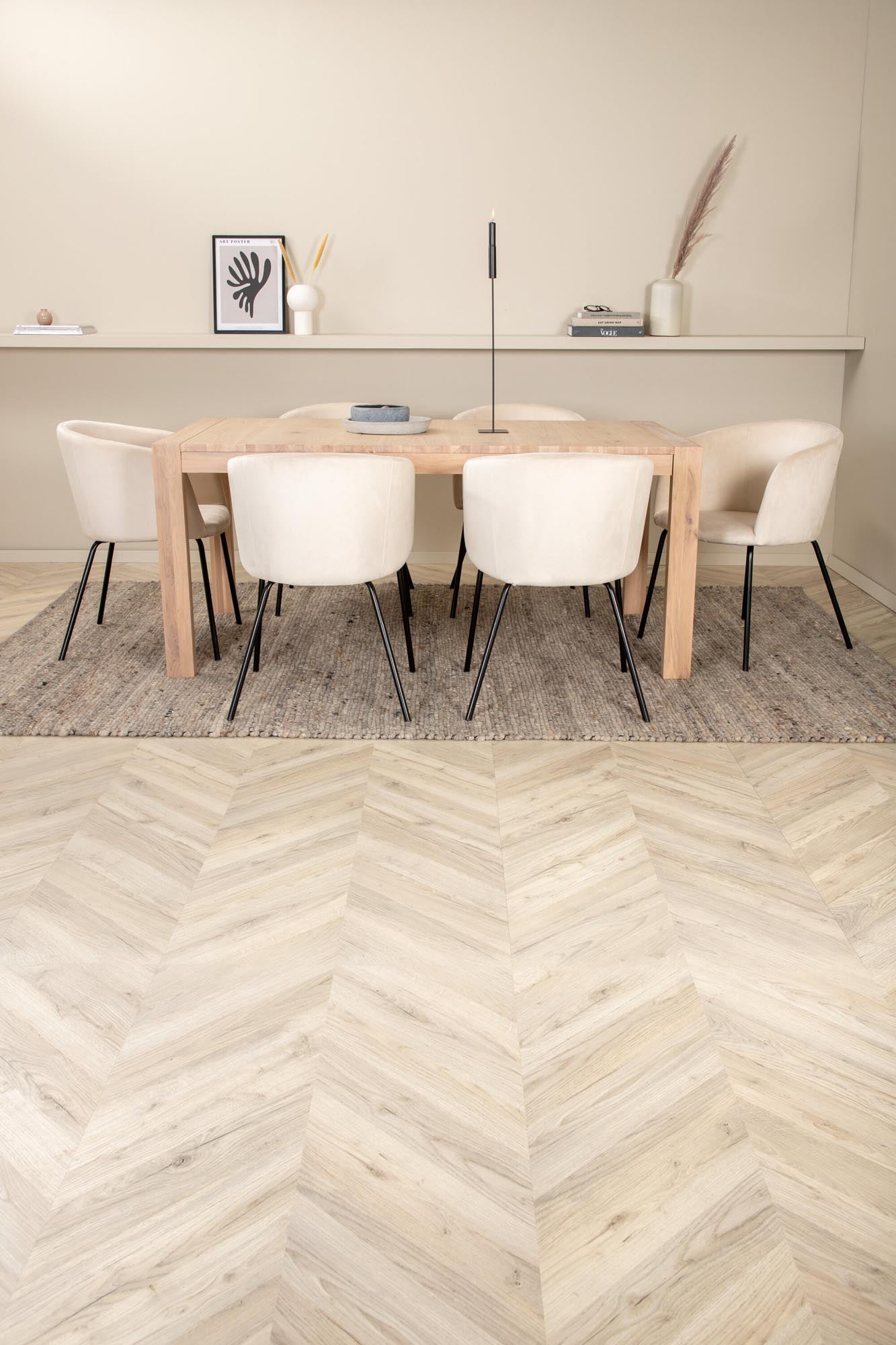 Slider Esszimmerset ausziehbar + Berit 170cm/6St. in Beige, Schwarz präsentiert im Onlineshop von KAQTU Design AG. Esszimmerset ist von Venture Home