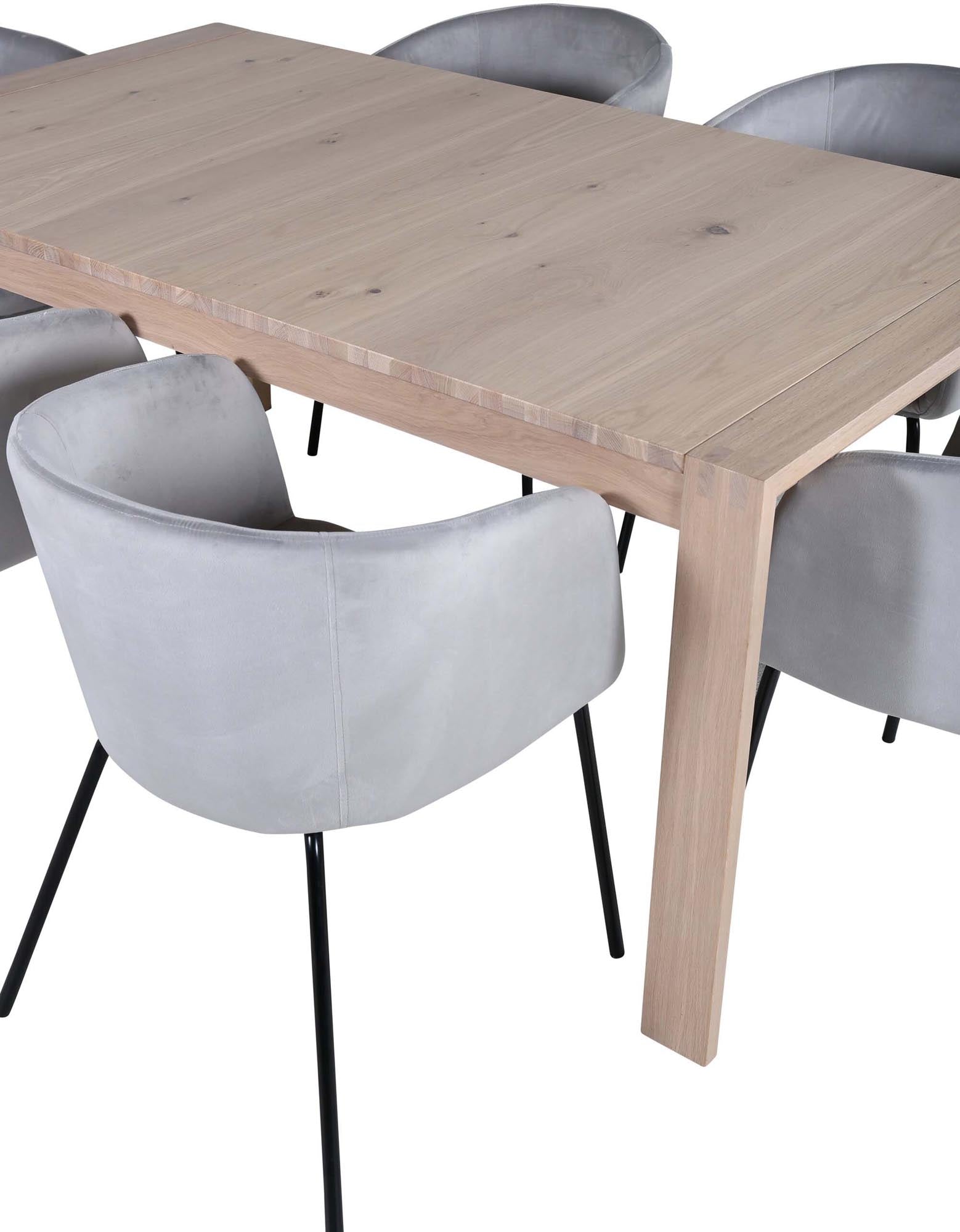 Stilvolles, ausziehbares Esszimmerset mit 6 bequemen Stühlen, ideal für gesellige Abende und festliche Anlässe.