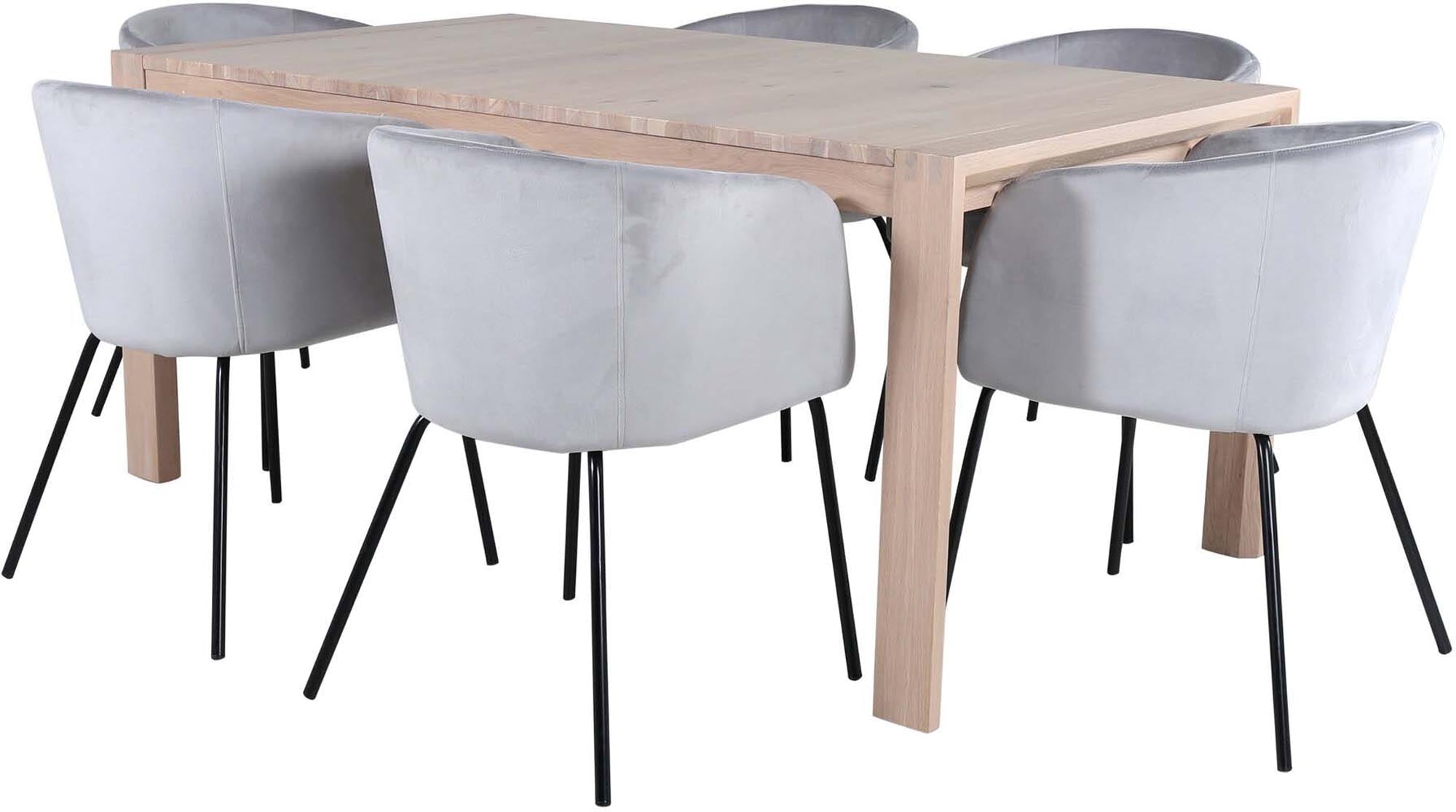 Slider Esszimmerset ausziehbar + Berit 170cm/6St. in Schwarzgrau präsentiert im Onlineshop von KAQTU Design AG. Esszimmerset ist von Venture Home