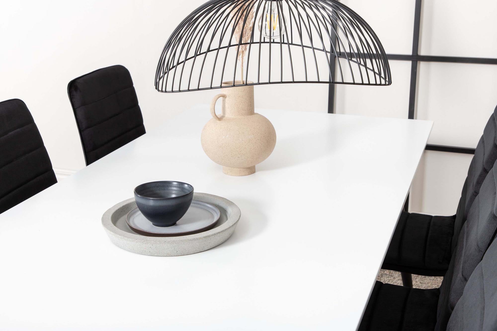 Jimmy Esszimmerset + Windu 195cm/6St. in Schwarz präsentiert im Onlineshop von KAQTU Design AG. Esszimmerset ist von Venture Home