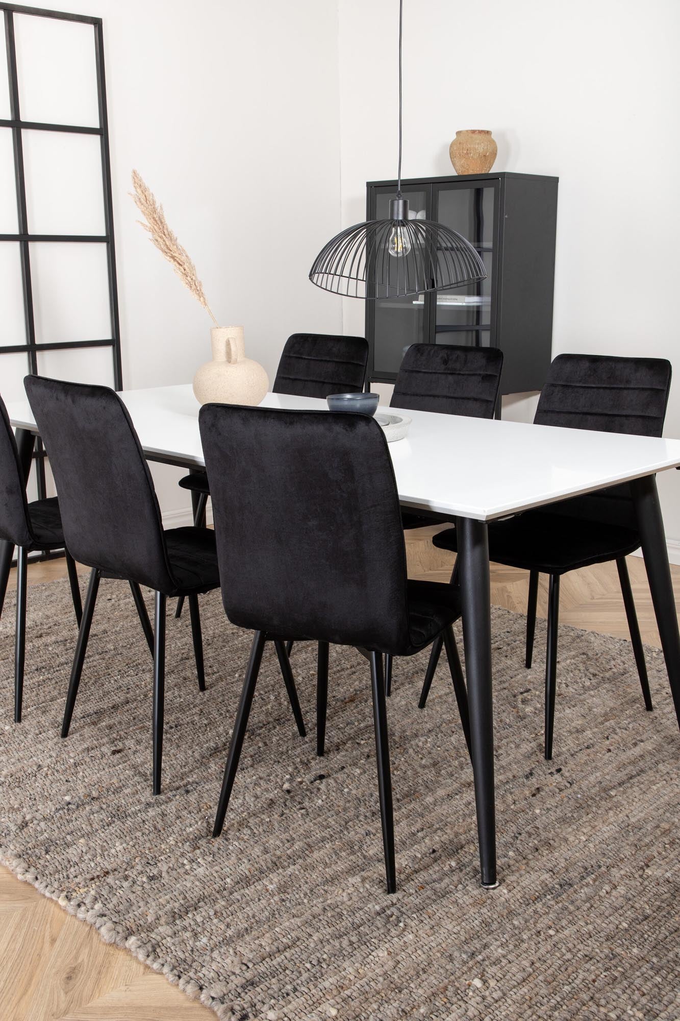 Jimmy Esszimmerset + Windu 195cm/6St. in Schwarz präsentiert im Onlineshop von KAQTU Design AG. Esszimmerset ist von Venture Home