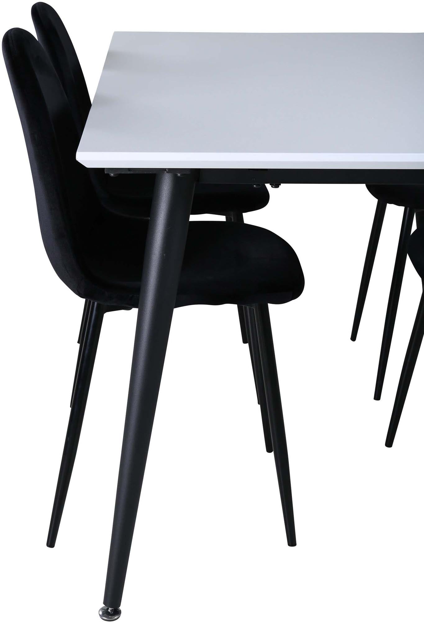 Elegantes Jimmy Esszimmerset mit ausziehbarem Tisch und bequemen Polar-Stühlen. Perfekt für stilvolle Esszimmer und gesellige Abende.