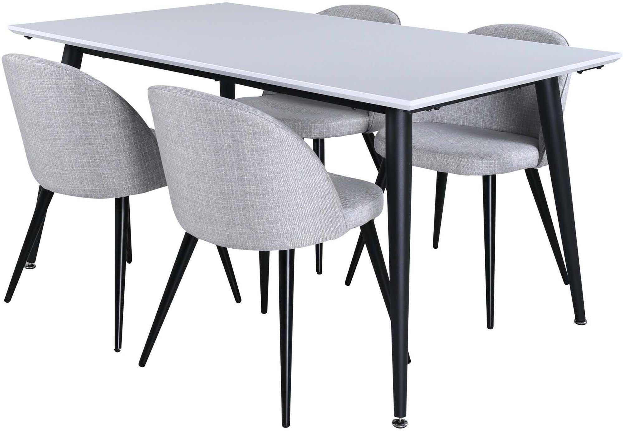 Elegantes Esszimmerset Jimmy von Venture Home: Ausziehbarer Tisch (150-240 cm) und 4 stilvolle Velvet-Stühle für gesellige Abende.