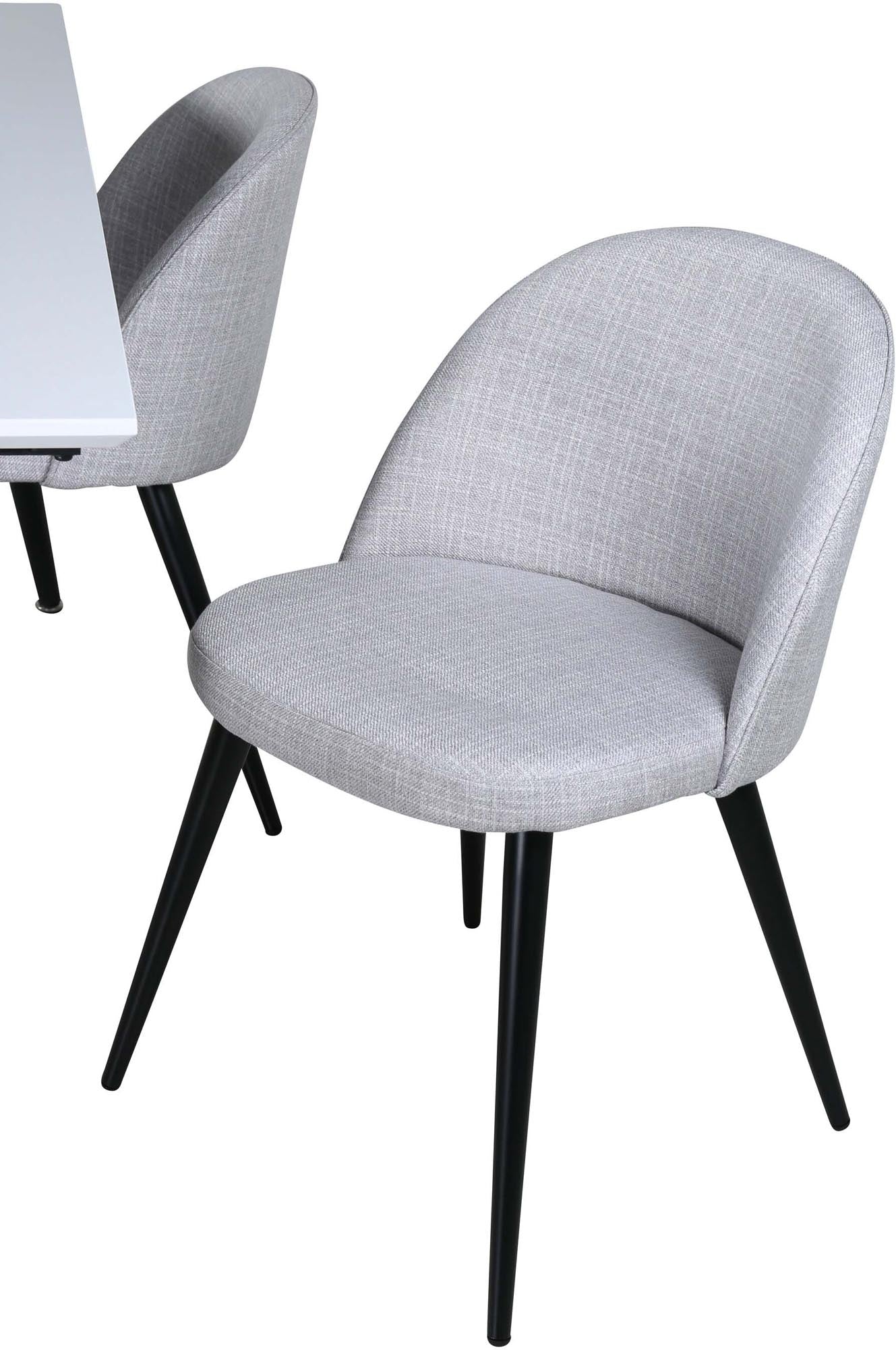 Gestalten Sie Ihr Esszimmer mit dem Jimmy Esszimmerset von Venture Home: Ein eleganter, ausziehbarer Tisch und 4 bequeme Velvet-Stühle für gesellige Abende.