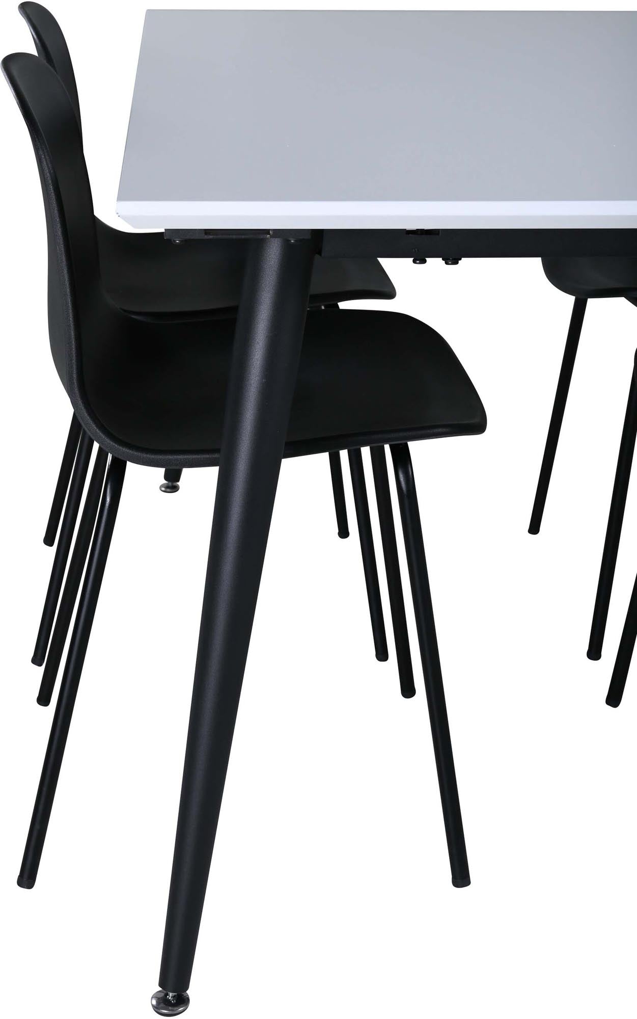 Elegantes Jimmy Esszimmerset mit ausziehbarem Arctic Tisch (150-240 cm) und 4 komfortablen Stühlen für stilvolle Essensmomente.