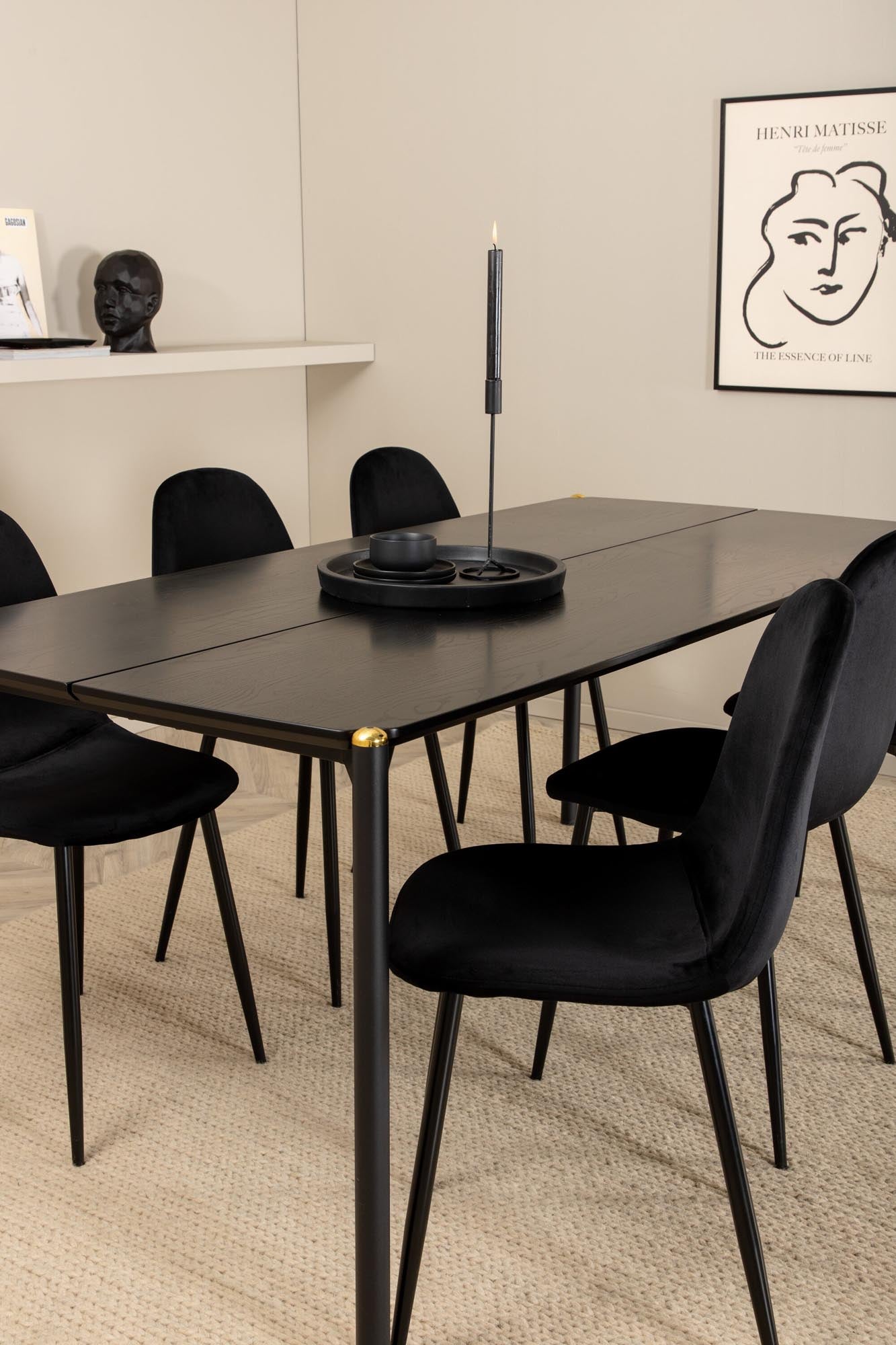 Pelle Esszimmerset + Polar 190cm/6St. in Schwarz präsentiert im Onlineshop von KAQTU Design AG. Esszimmerset ist von Venture Home