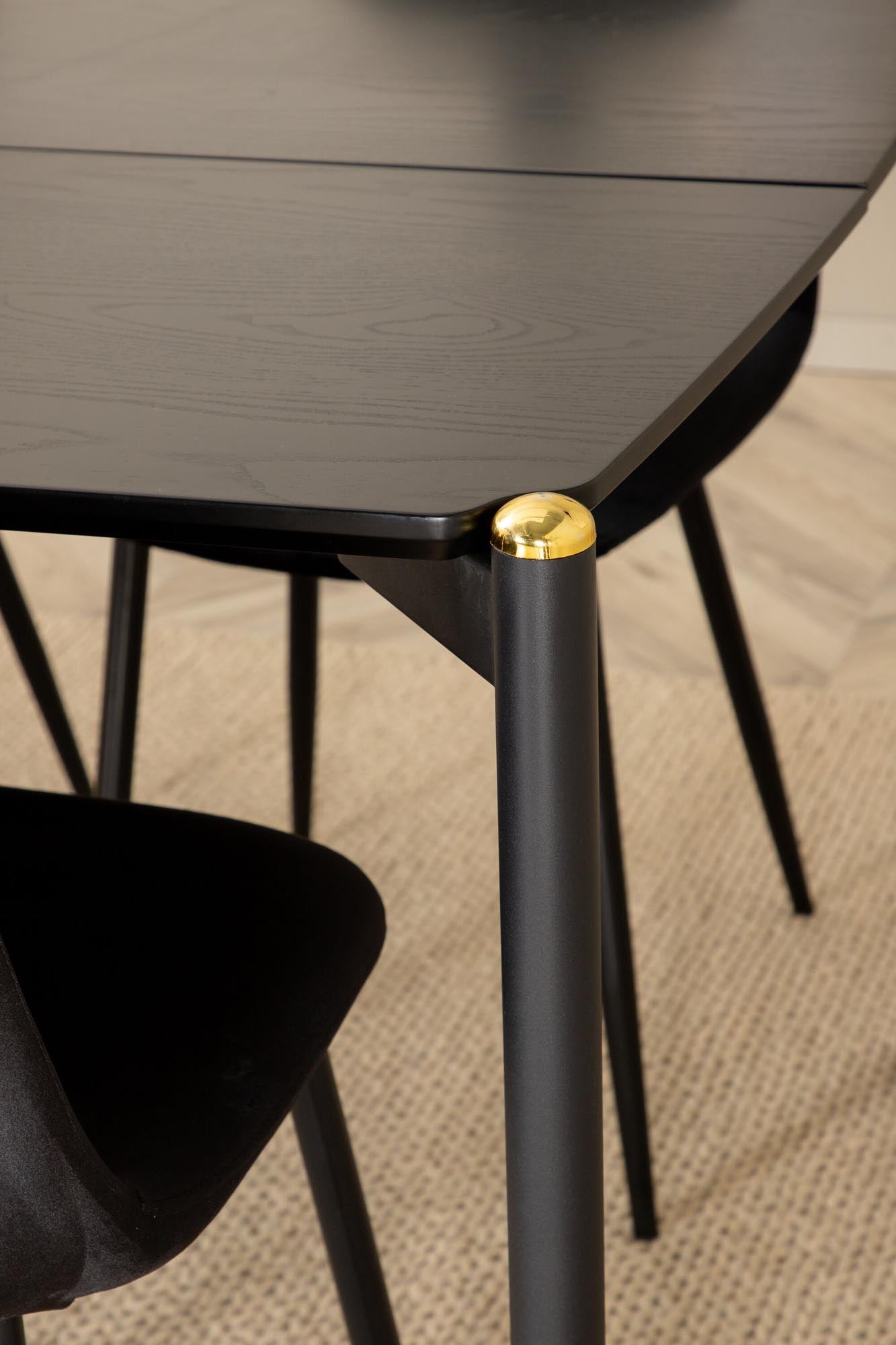 Pelle Esszimmerset + Polar 190cm/6St. in Schwarz präsentiert im Onlineshop von KAQTU Design AG. Esszimmerset ist von Venture Home
