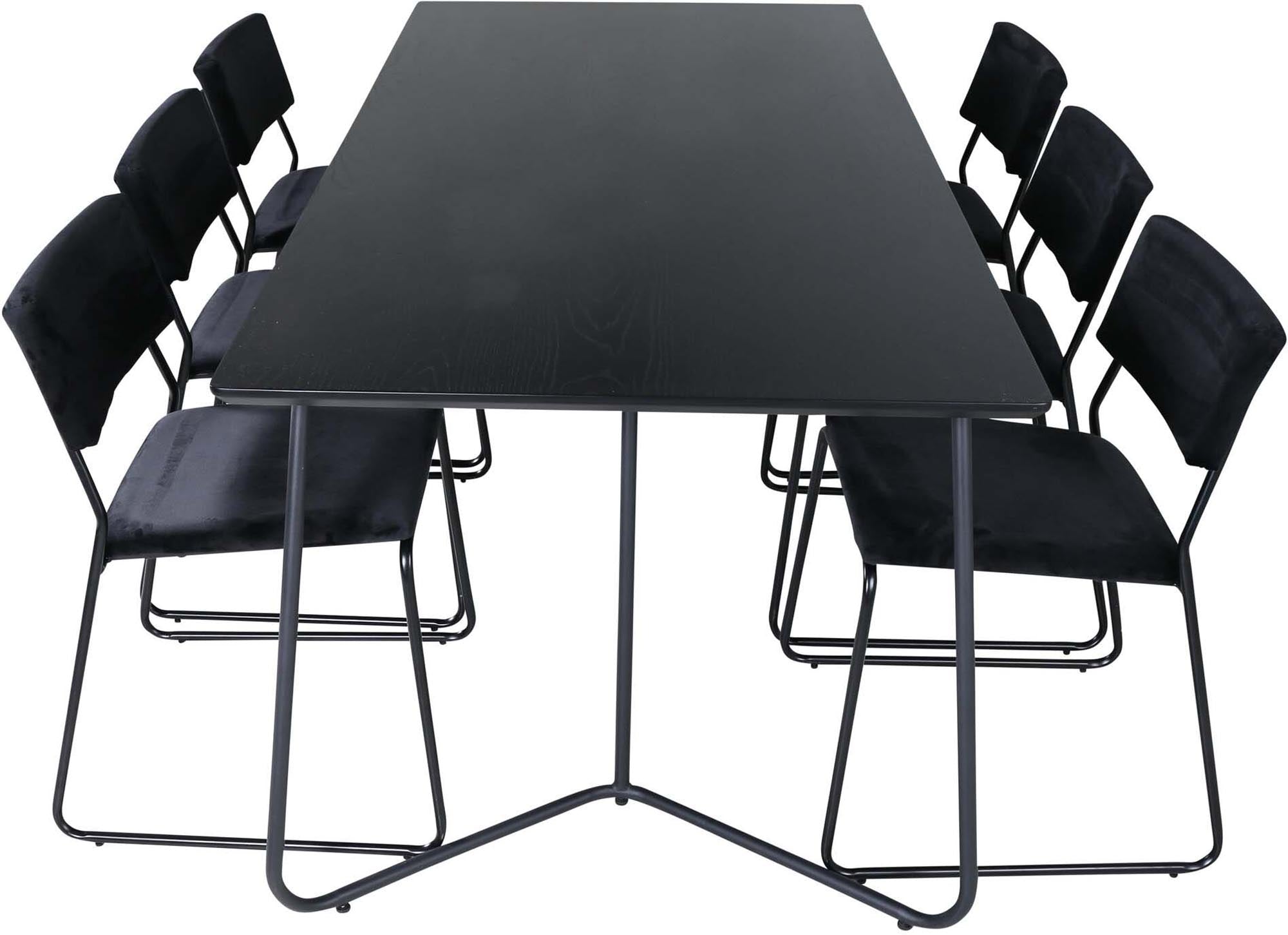 Petra Esszimmerset + Kenth 190cm/6St. in Schwarz präsentiert im Onlineshop von KAQTU Design AG. Esszimmerset ist von Venture Home
