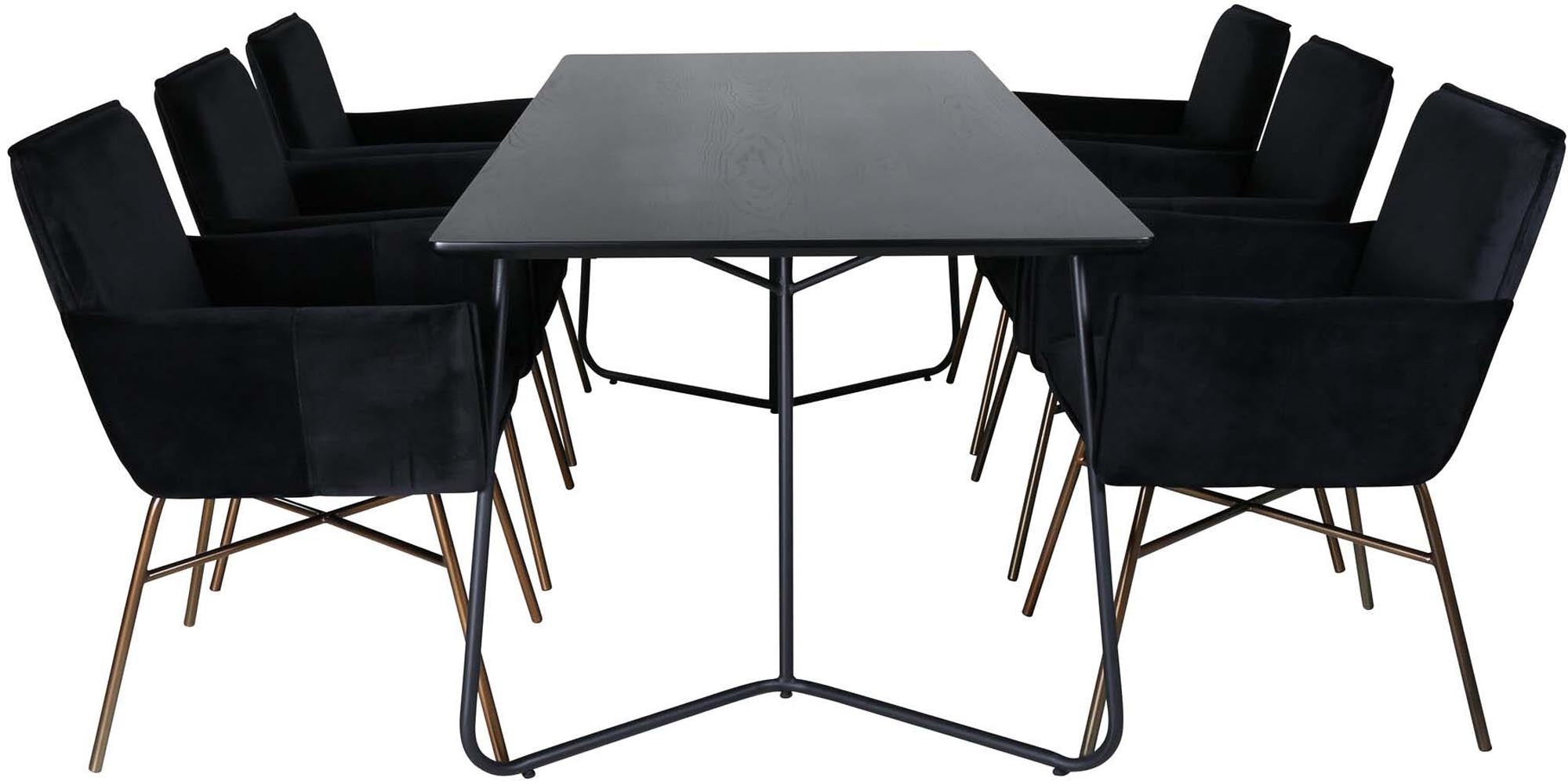 Petra Esszimmerset 190cm/6St. in Schwarz / Kupfer präsentiert im Onlineshop von KAQTU Design AG. Esszimmerset ist von Venture Home