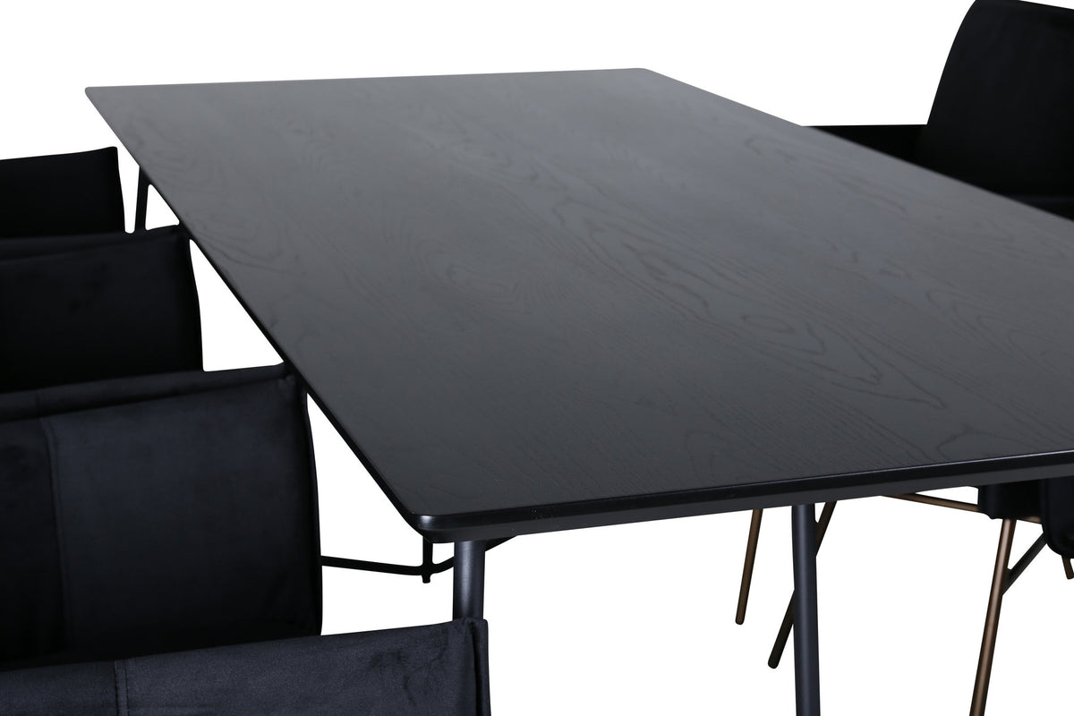 Petra Esszimmerset 190cm/6St. in Schwarz / Kupfer präsentiert im Onlineshop von KAQTU Design AG. Esszimmerset ist von Venture Home