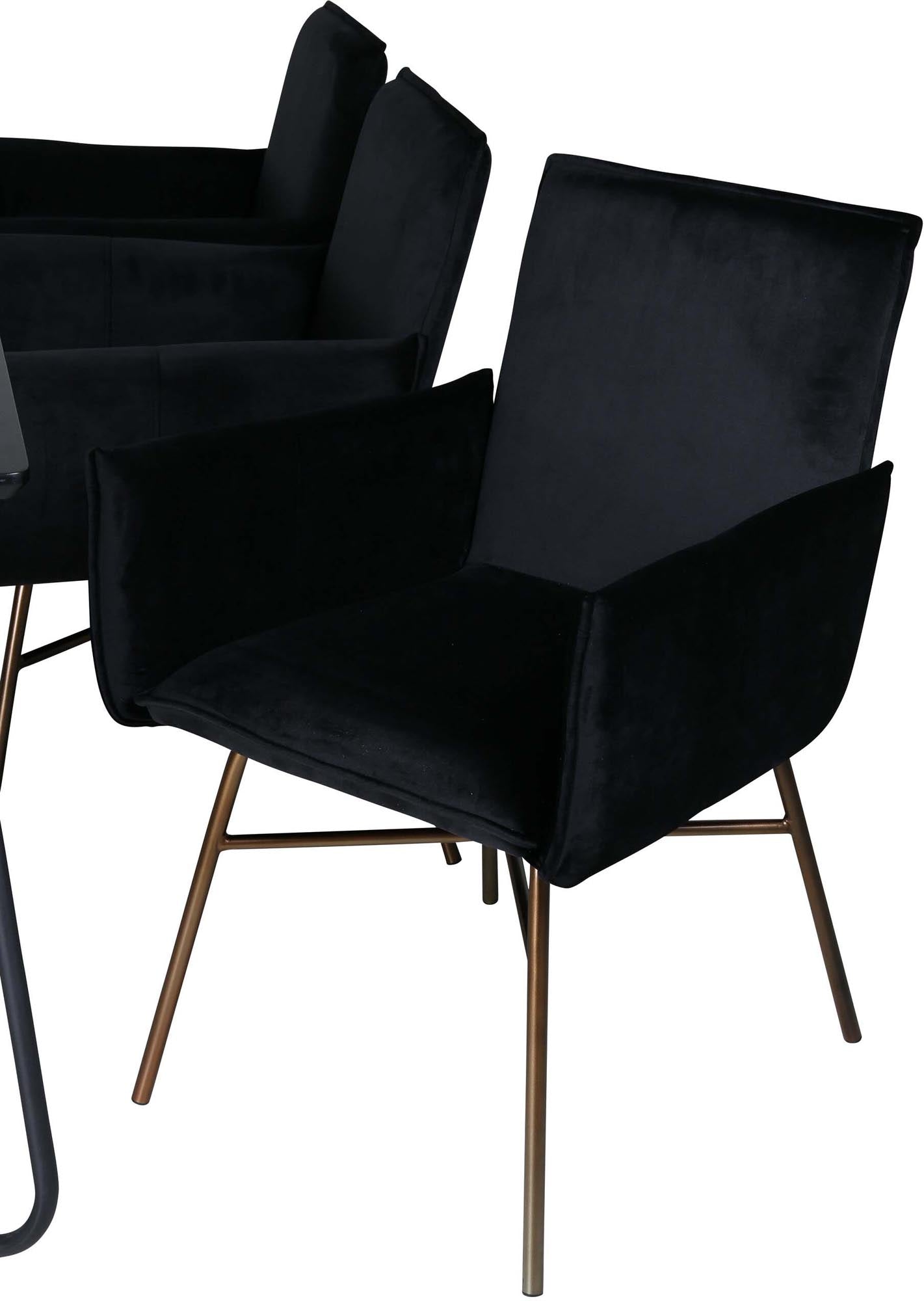 Petra Esszimmerset 190cm/6St. in Schwarz / Kupfer präsentiert im Onlineshop von KAQTU Design AG. Esszimmerset ist von Venture Home