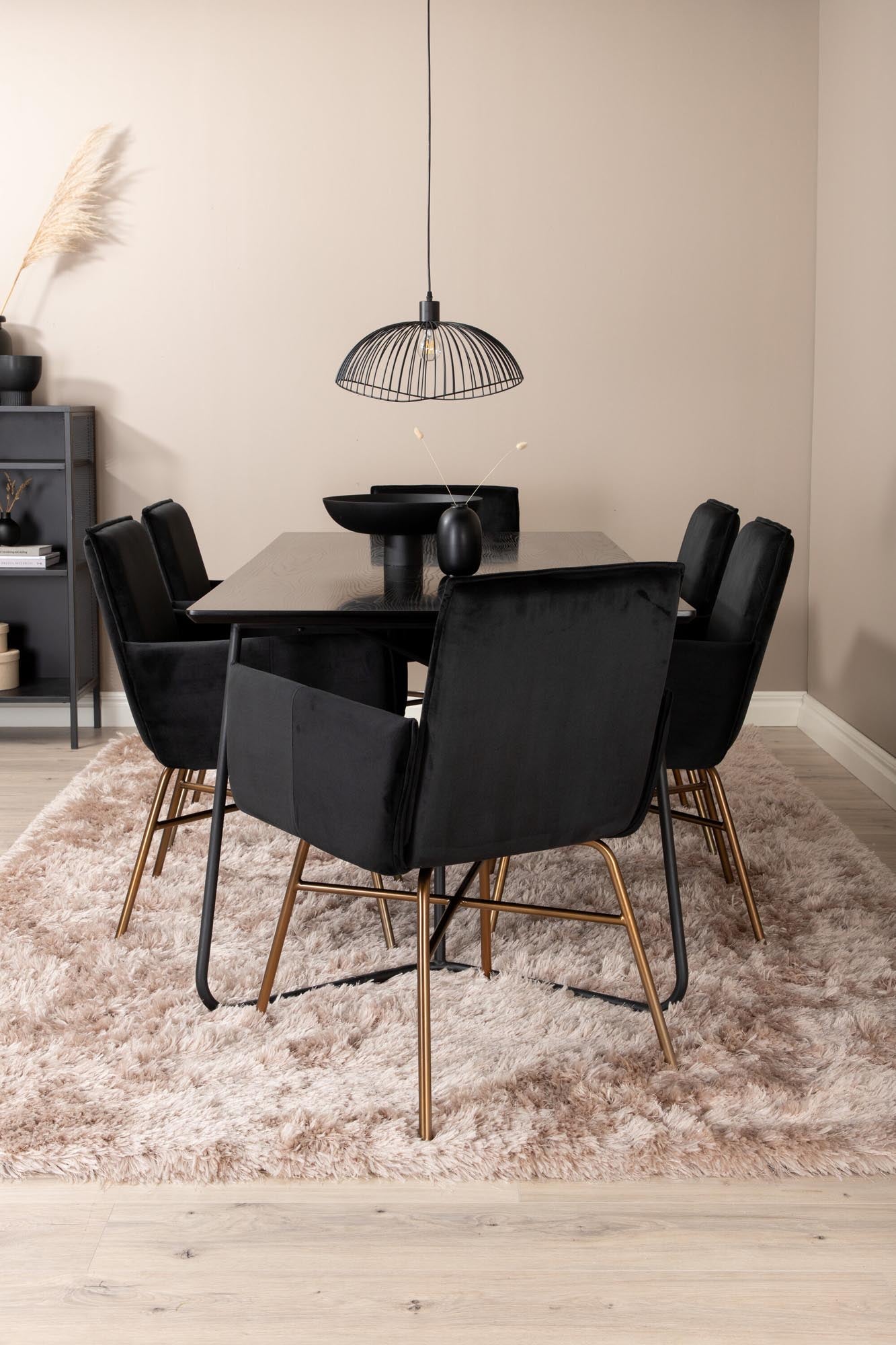 Petra Esszimmerset 190cm/6St. in Schwarz / Kupfer präsentiert im Onlineshop von KAQTU Design AG. Esszimmerset ist von Venture Home